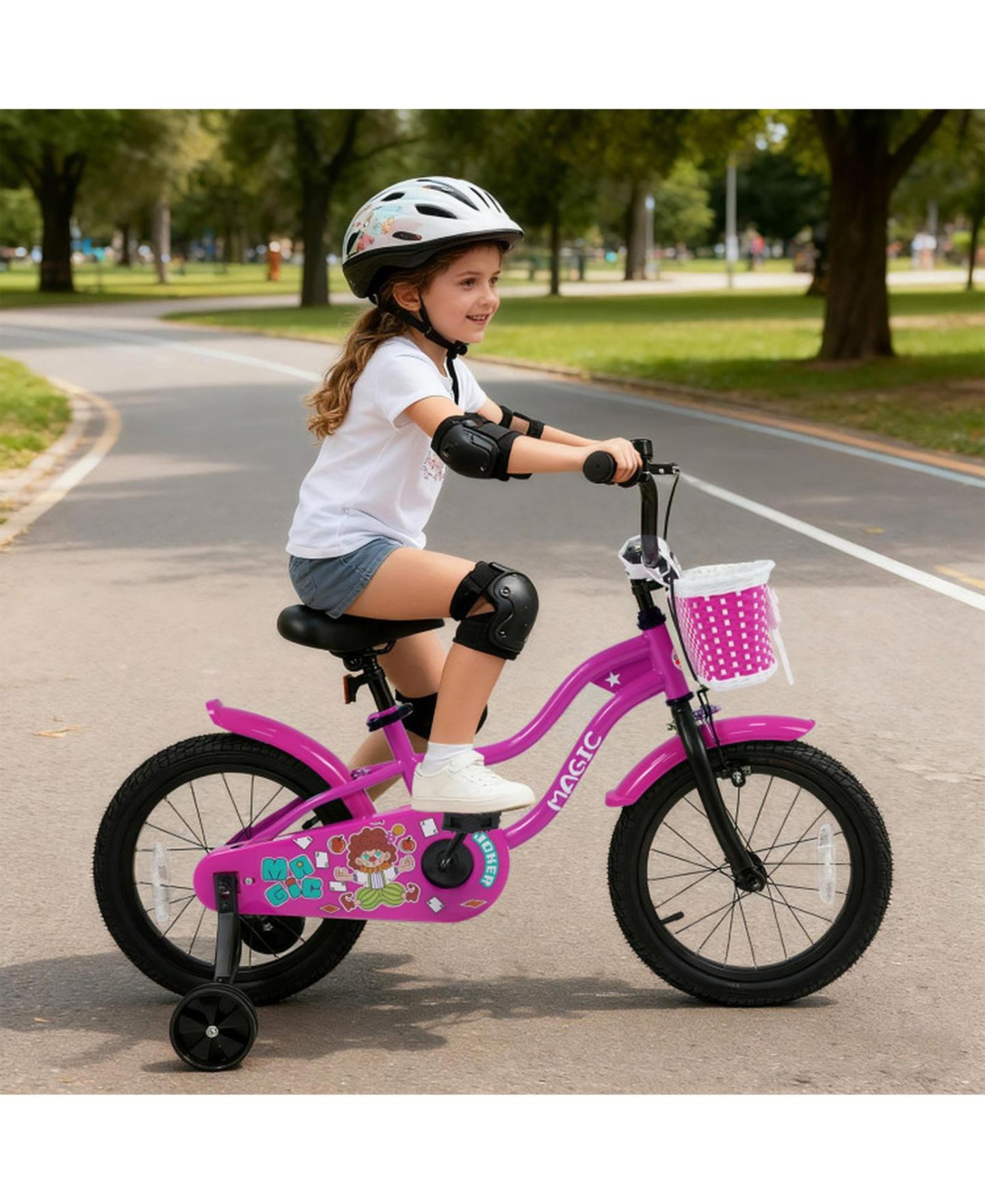 Детская игрушка SUGIFT 16 in Kids Bike with Training Wheels for Ages 4-7 Years Old, цвет: Розовый — фото 3