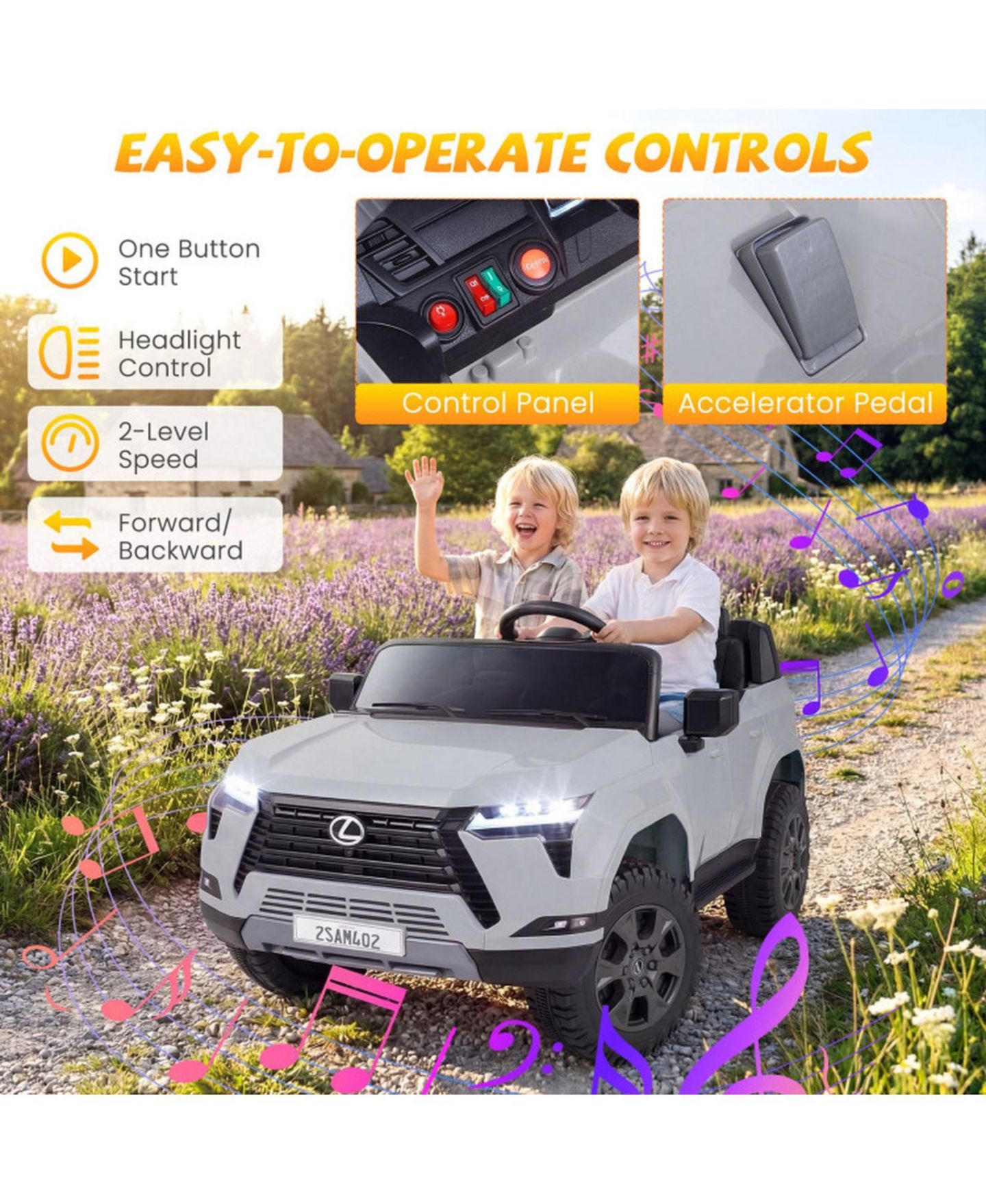 Детская игрушка SUGIFT 24V 4WD Electric Ride-On Car with Remote Control, 44.5"L x 27.5"W x 23.5"H, One Rider, Ages 3+, цвет: Серый — фото 8