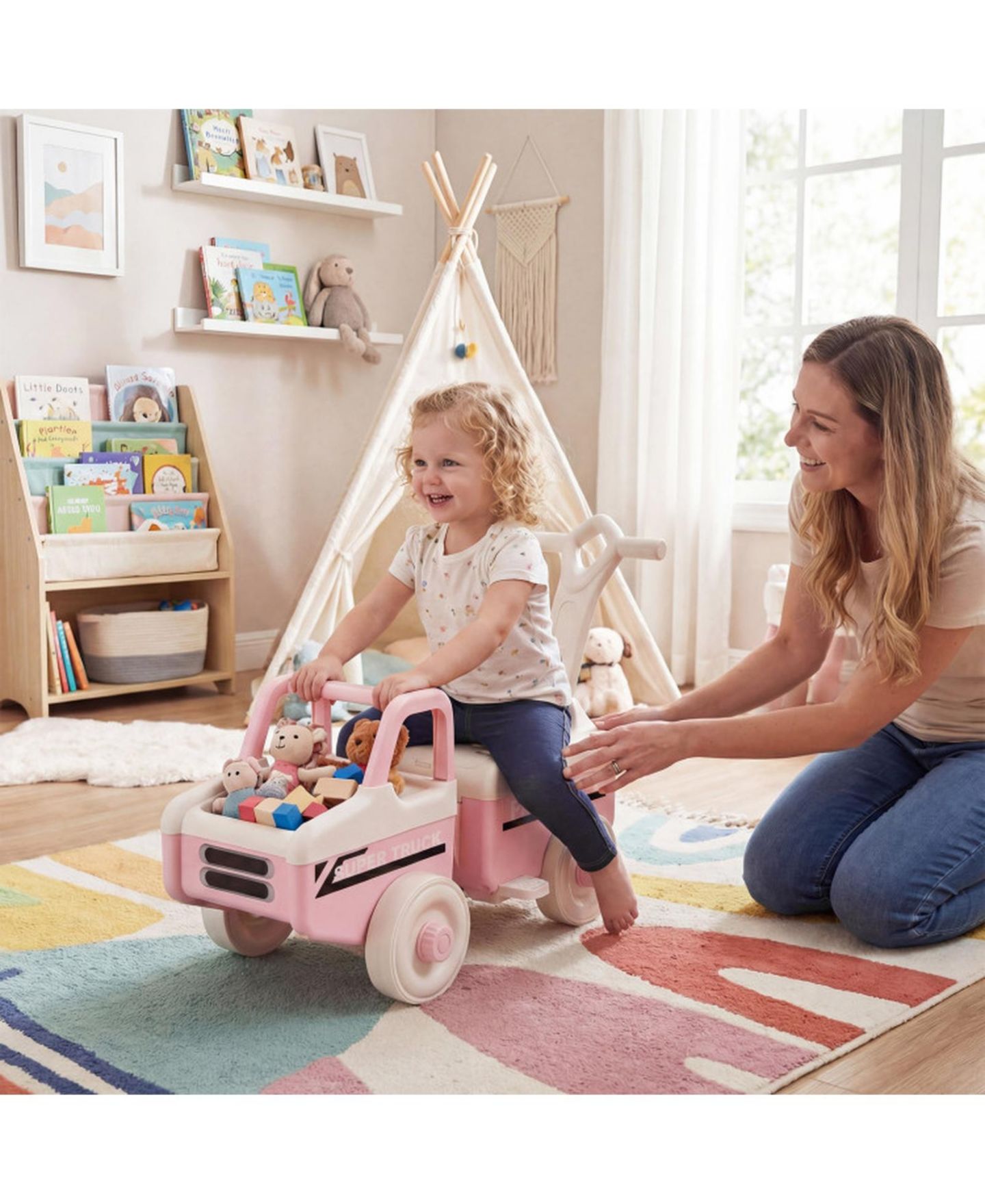 Детская игрушка SUGIFT 4-in-1 Ride On Push Car With Music and Storage, Ages 1.5-5, цвет: Розовый — фото 2