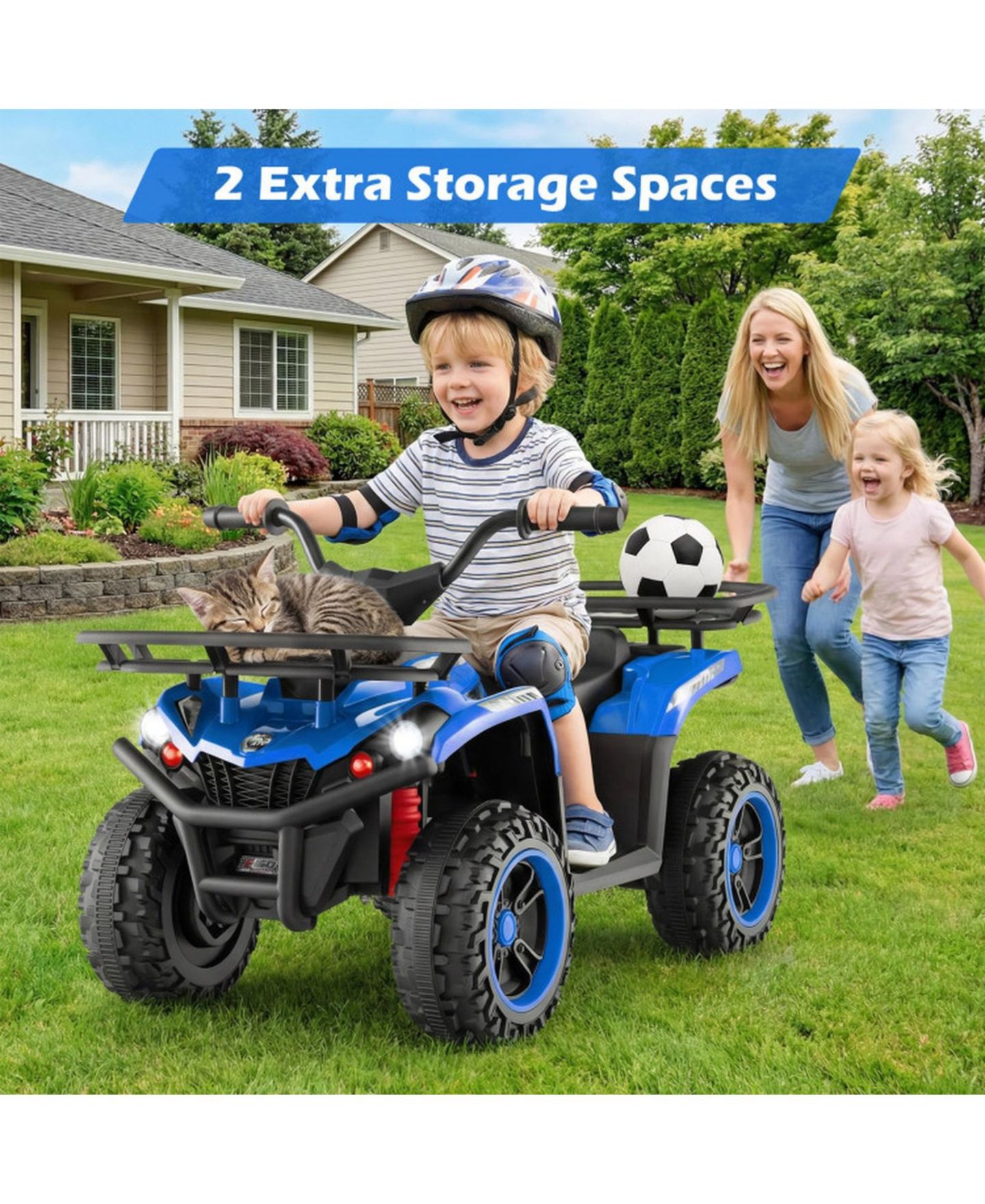 Детская игрушка SUGIFT 24V Electric Ride-On Quad with LED Headlights, Ages 3-8, цвет: Синий — фото 9