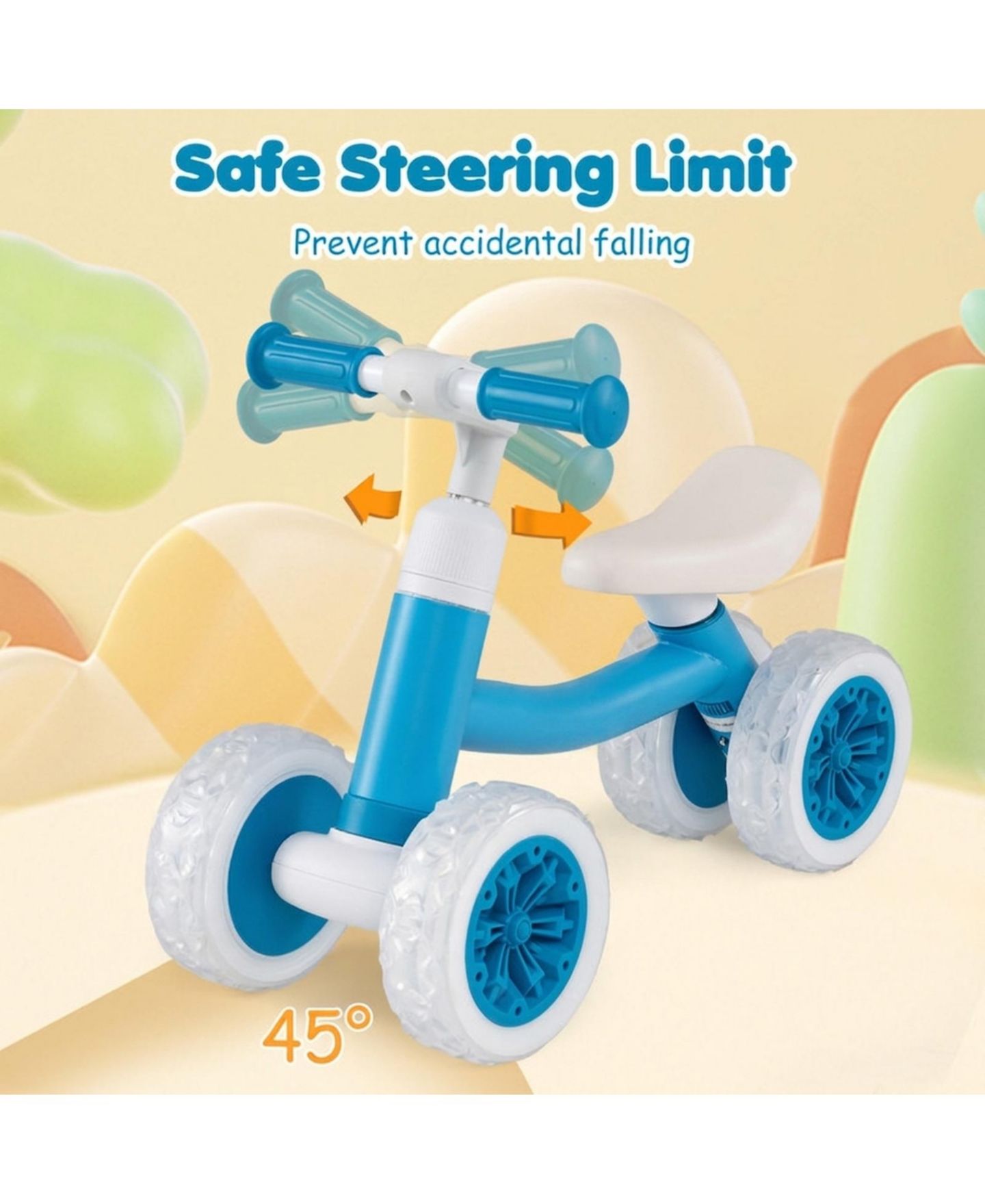 Детская игрушка SUGIFT Baby Adjustable Light-Up Wheels Balance Bike, Ages 1+, цвет: Синий — фото 8