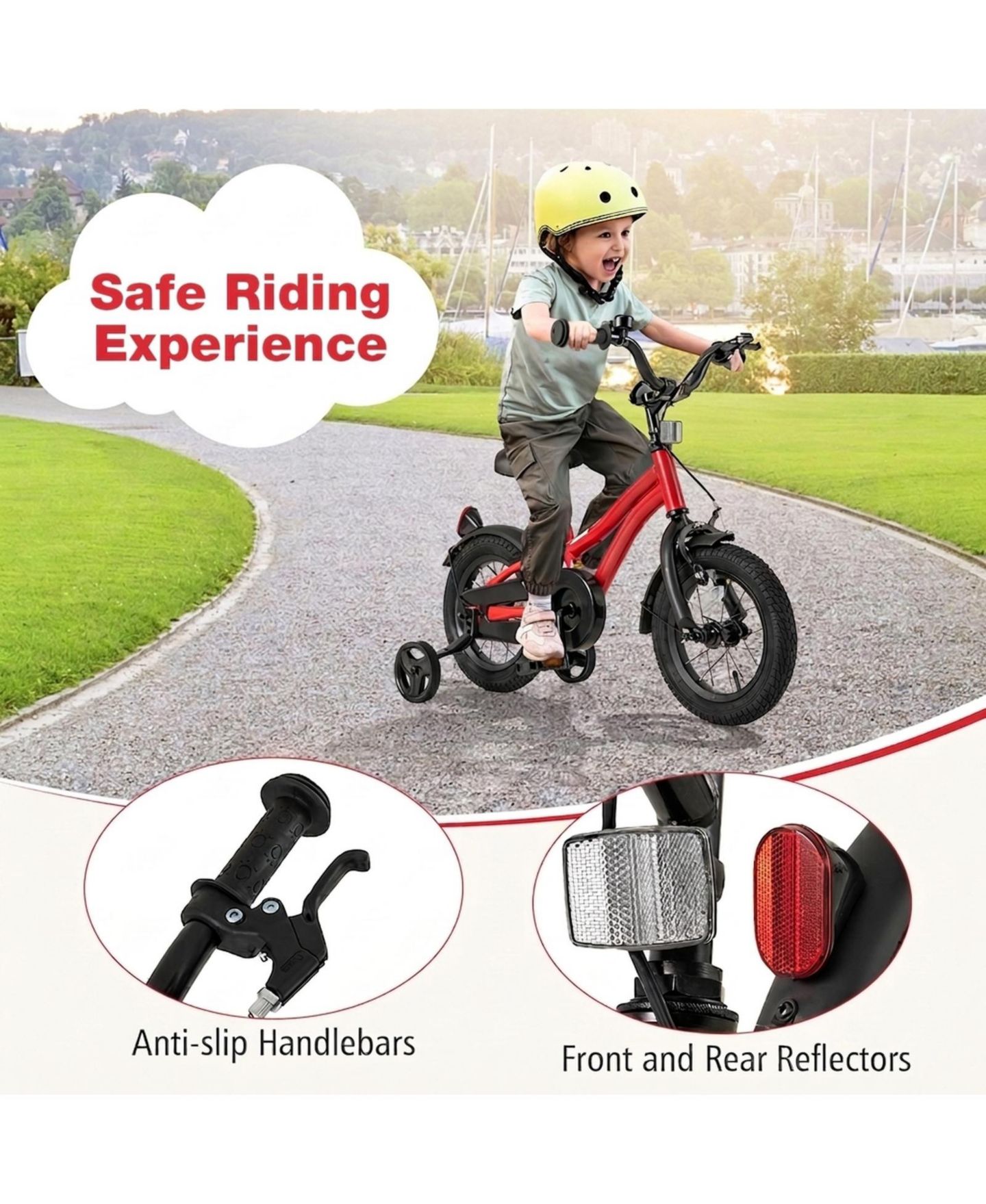 Детская игрушка SUGIFT 12" Adjustable Kids' Bike with Training Wheels, Ages 3-4, цвет: Красный — фото 7