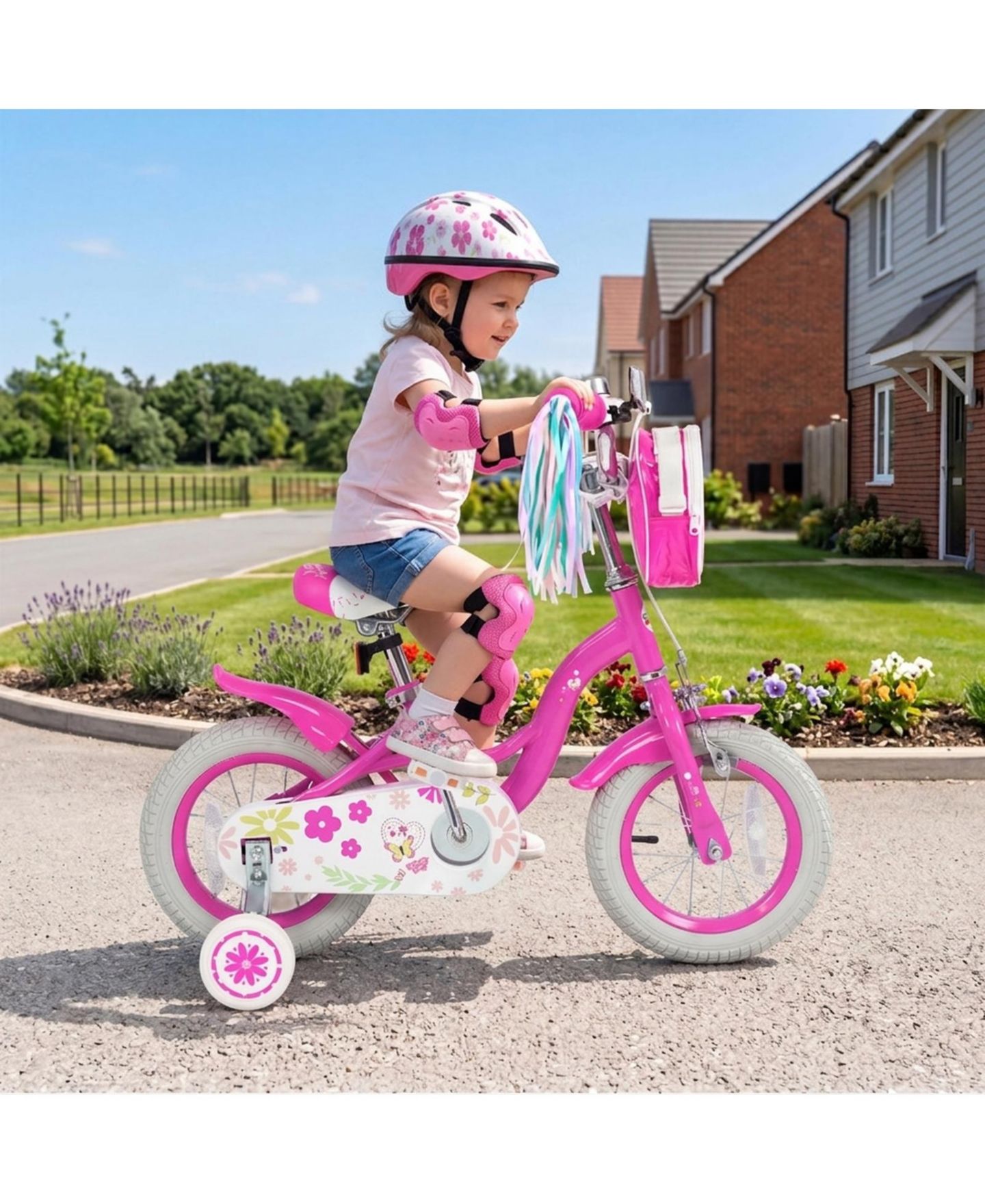 Детские игрушки SUGIFT 12" Girls Bike with Front Bag and Streamers, Ages 3-4, цвет: Розовый — фото 2