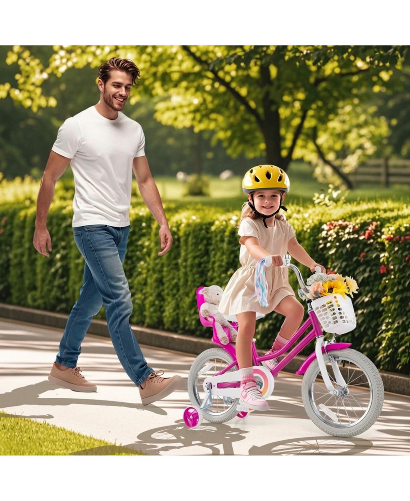 Детская игрушка SUGIFT Kids 16" Bike with Training Wheels and Dual Brake System, Ages 3-7, цвет: Тёмный розовый — фото 2