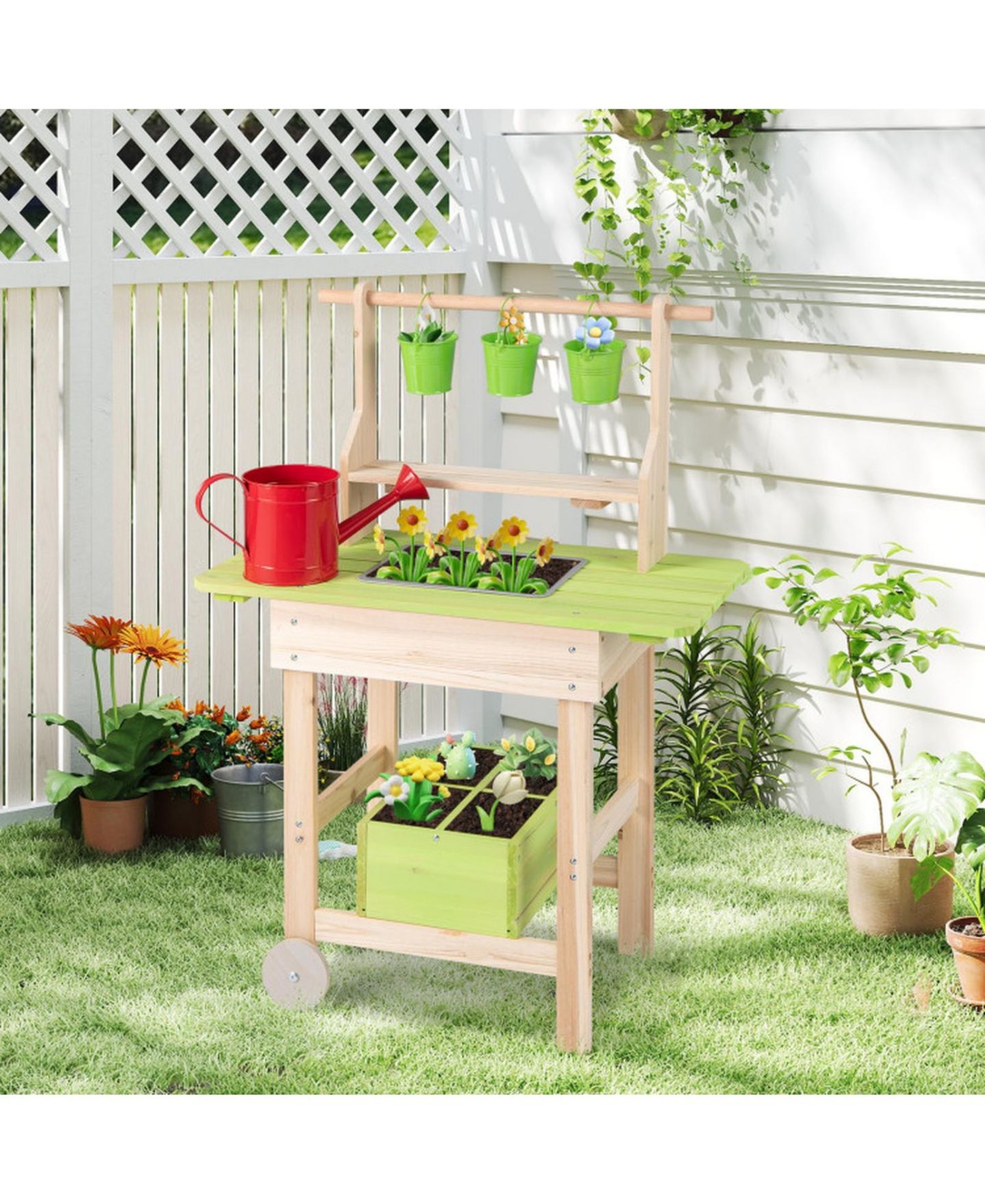 Детский игровой набор SUGIFT Wooden Garden Mud Kitchen 7-Piece Playset, Ages 3+, цвет: Натуральный — фото 9