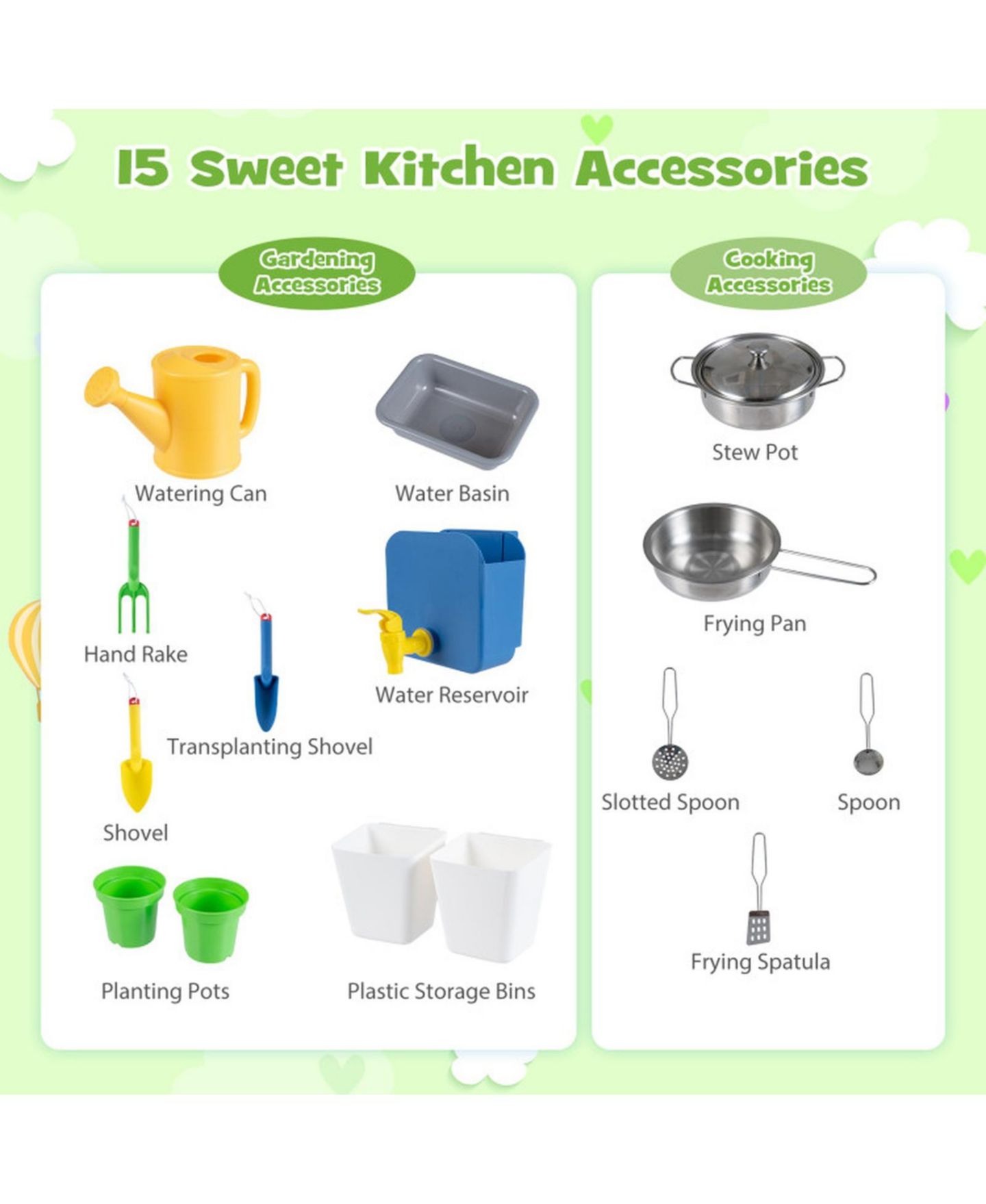 Детские игрушки SUGIFT Water Tank & Sink 15-Piece Mud Kitchen, Ages 3+, цвет: Натуральный — фото 6