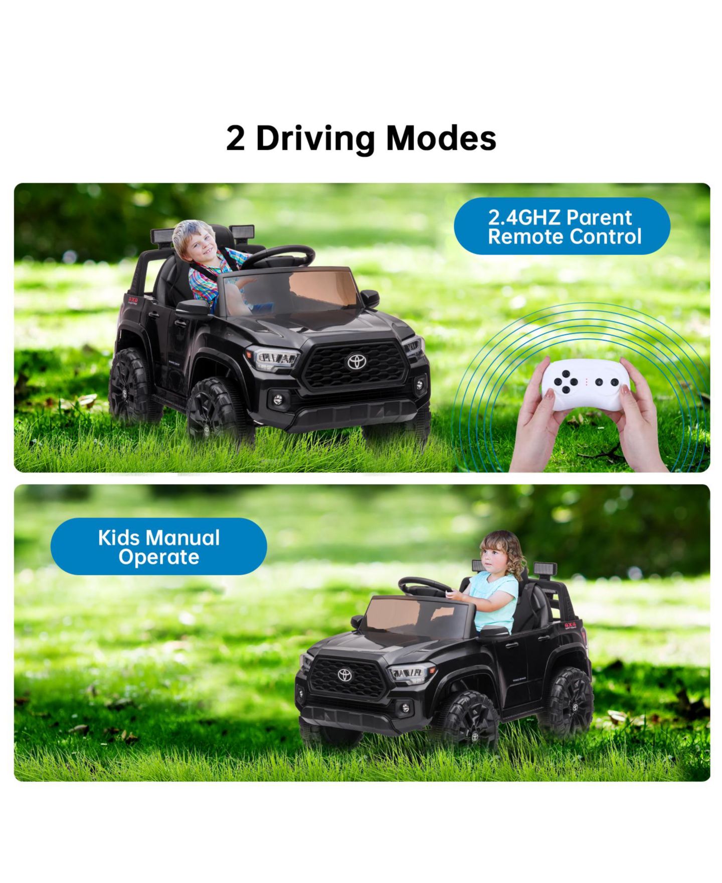 Детская игрушка homfan Toyota Tacoma 12V Battery-Powered Remote Control Electric Ride-On Truck, Ages 3-8, цвет: Чёрный — фото 7
