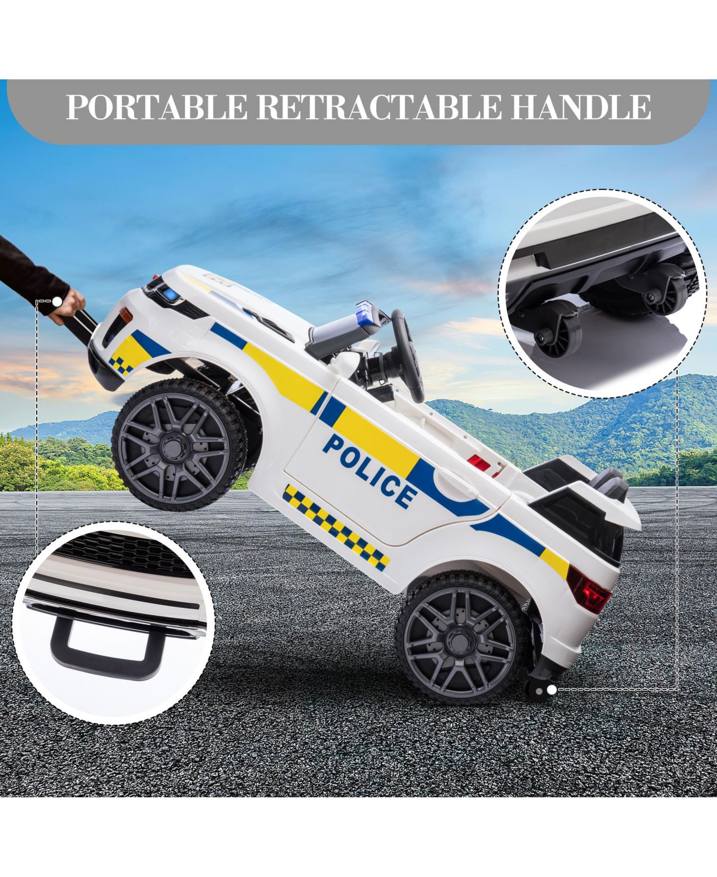 Детская игрушка homfan 12V Electric Ride-On Police Car with Remote Control & LED Flashing Lights, Ages 3+ — фото 4