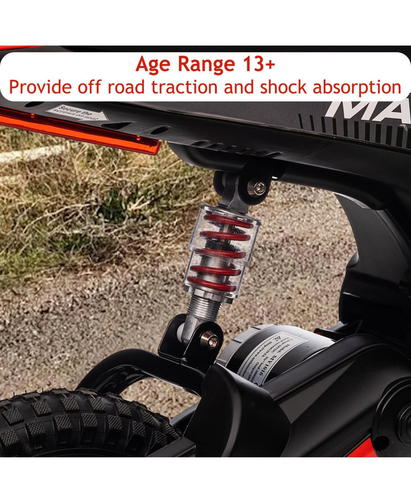 Детская игрушка homfan 24V 350W Electric Dirt Bike with 3-Speed Modes and Shock-Absorbing Suspension, Ages 8-14 — фото 7