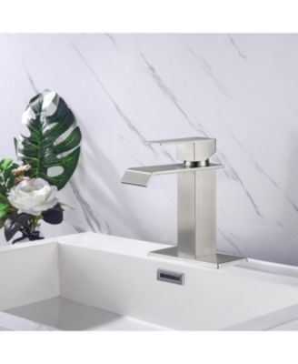 Waterfall Spout Single Handle Bathroom Vanity Sink Faucet