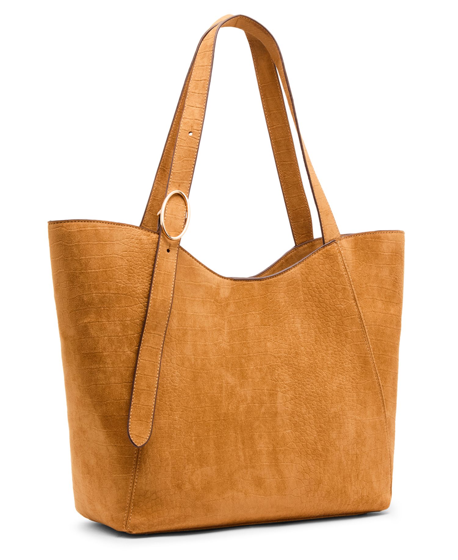Faux Suede Croc Emboss Extra-Large Tote Handbag