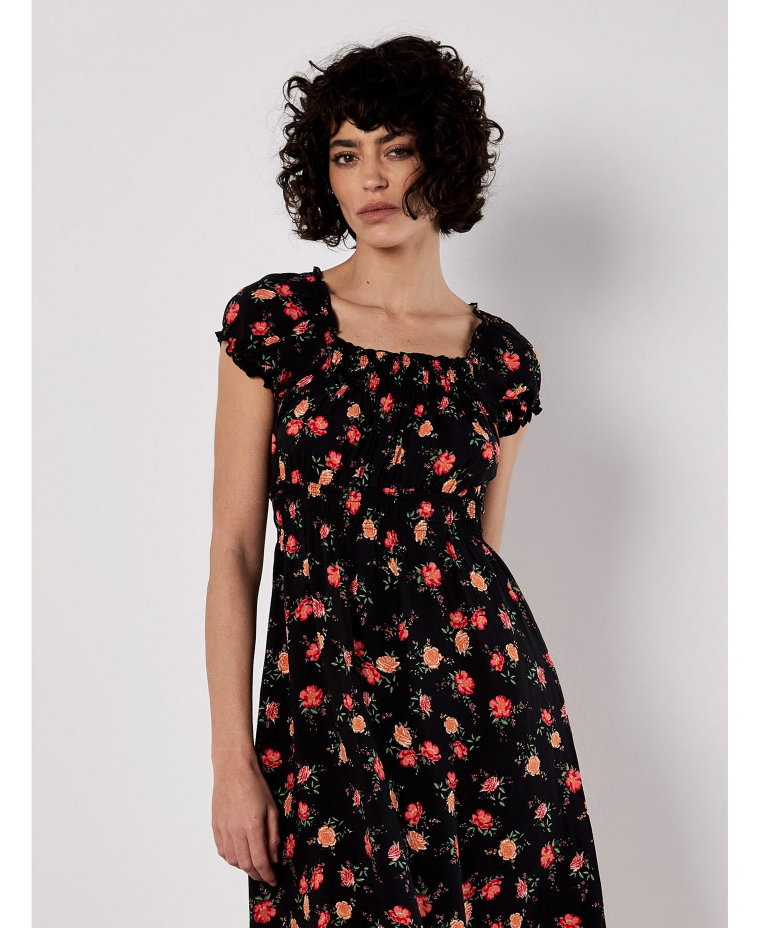 Women's Rose Milkmaid Midi Dress