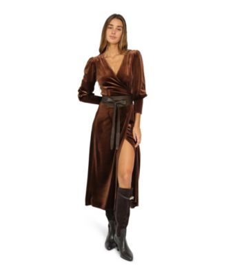 brown wrap dresses Women's Mgiacy Peacock Blue Floral Convertible floral satin maxi dress this brown toned figure Size:Pre-order 9-10