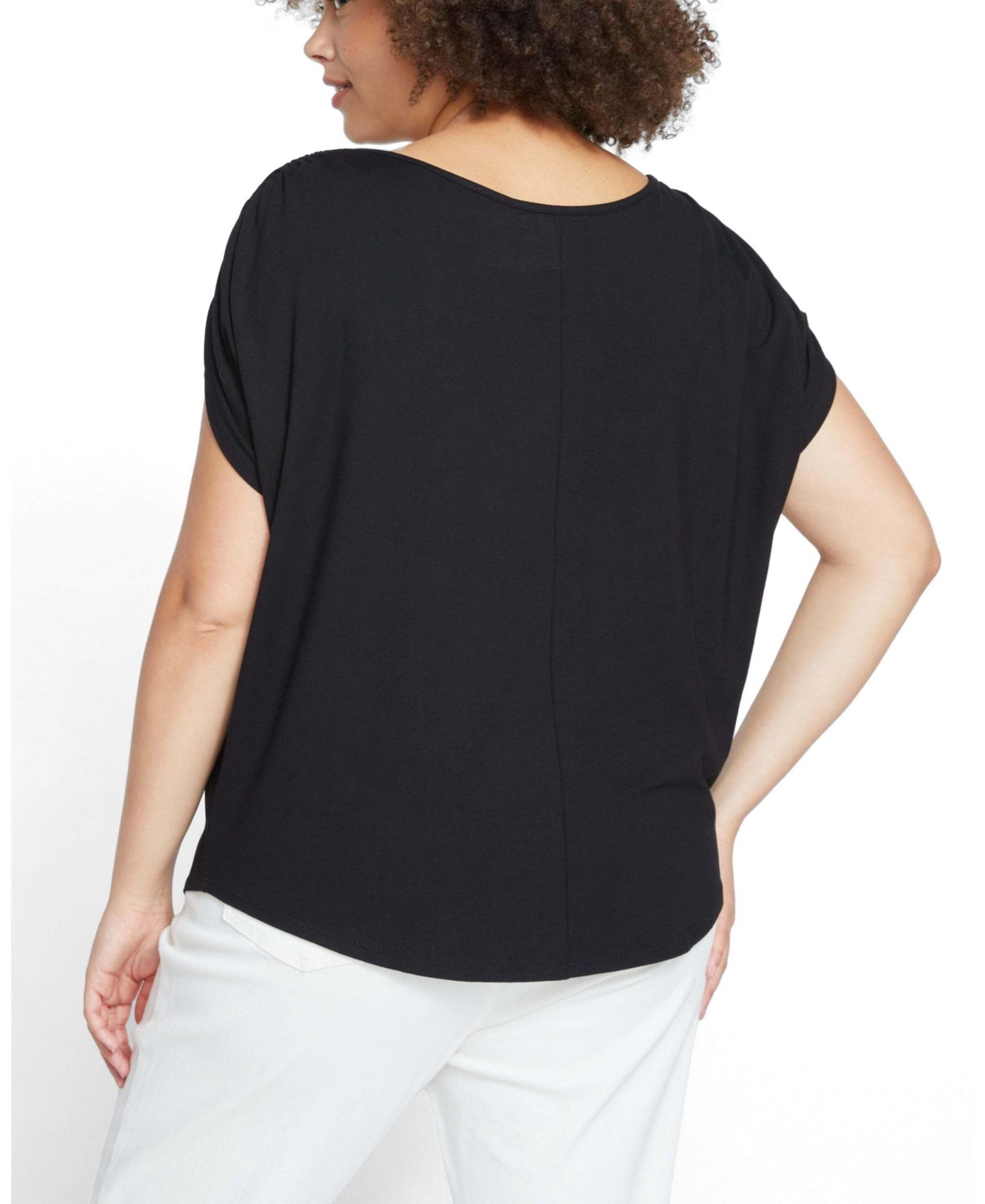 Женская футболка Universal Standard Plus Size Divine Jersey Gathered, цвет: Чёрный — фото 2