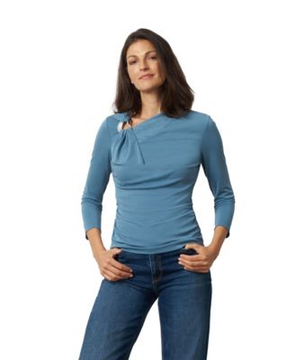Women's 3/4-Sleeve Metal Ring Blouse