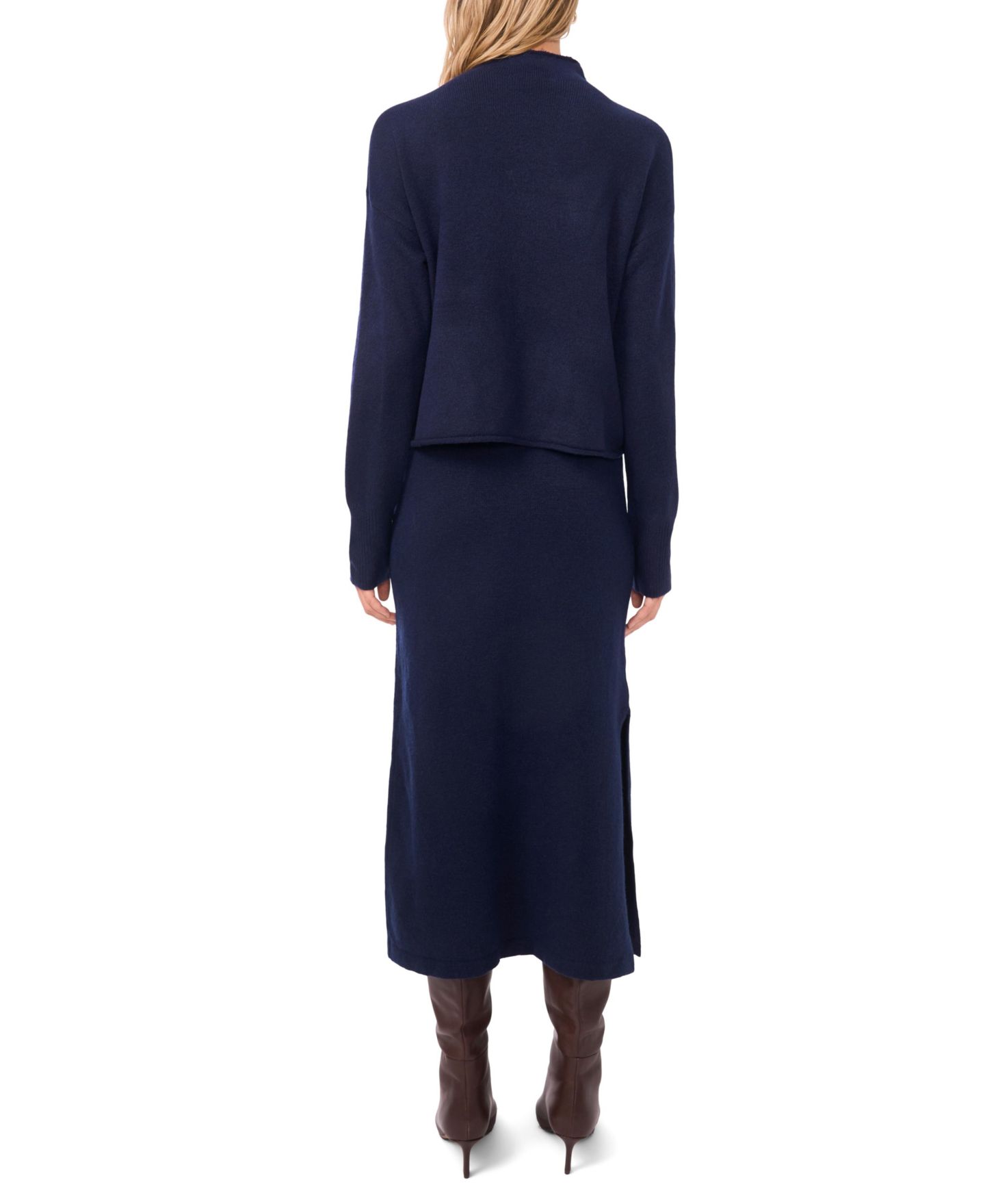 Женская юбка 1.STATE Side Slit Pencil Midi Sweater Skirt, цвет: Тёмно-синий — фото 6
