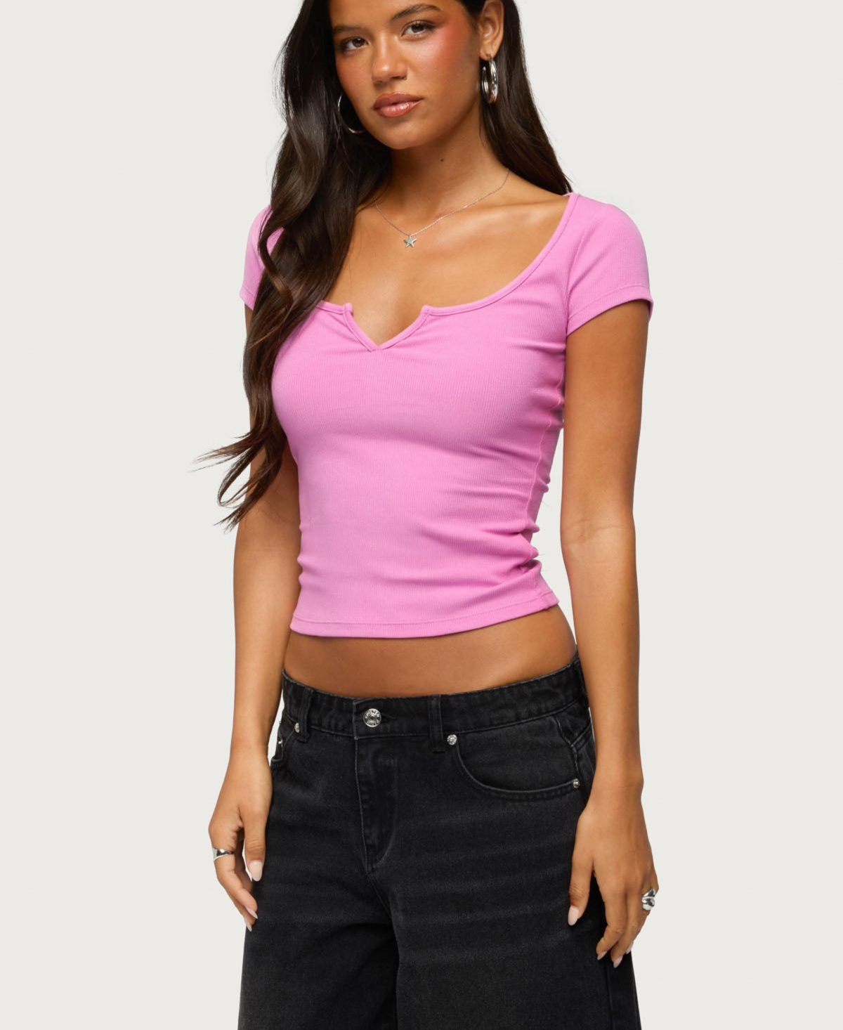 Edikted Women's Jeanna Cropped Short-Sleeve Scoop Neck T-Shirt
