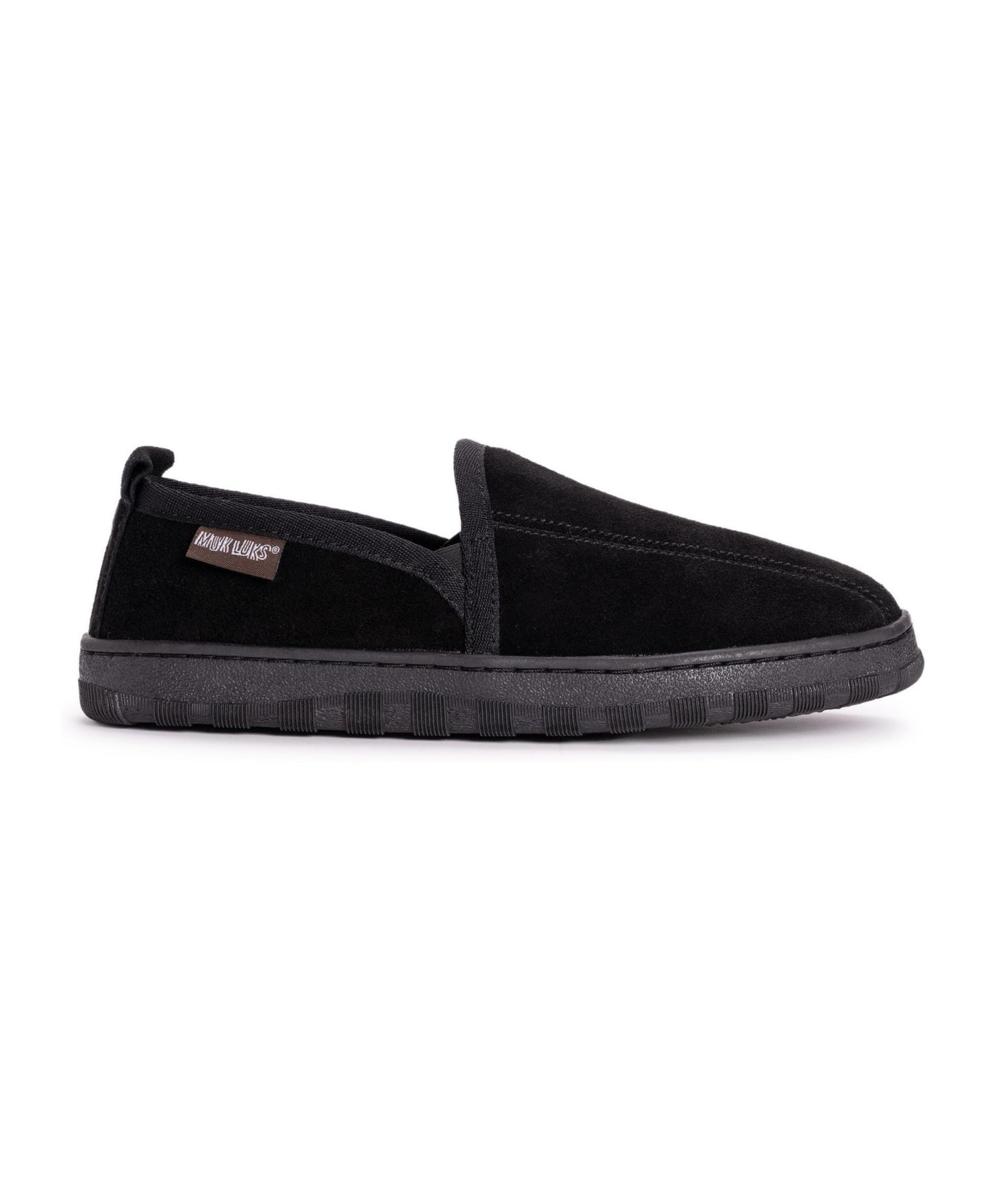 Мужские тапочки MUK LUKS Eric Genuine Suede Slip On Slippers, цвет: Чёрный — фото 2