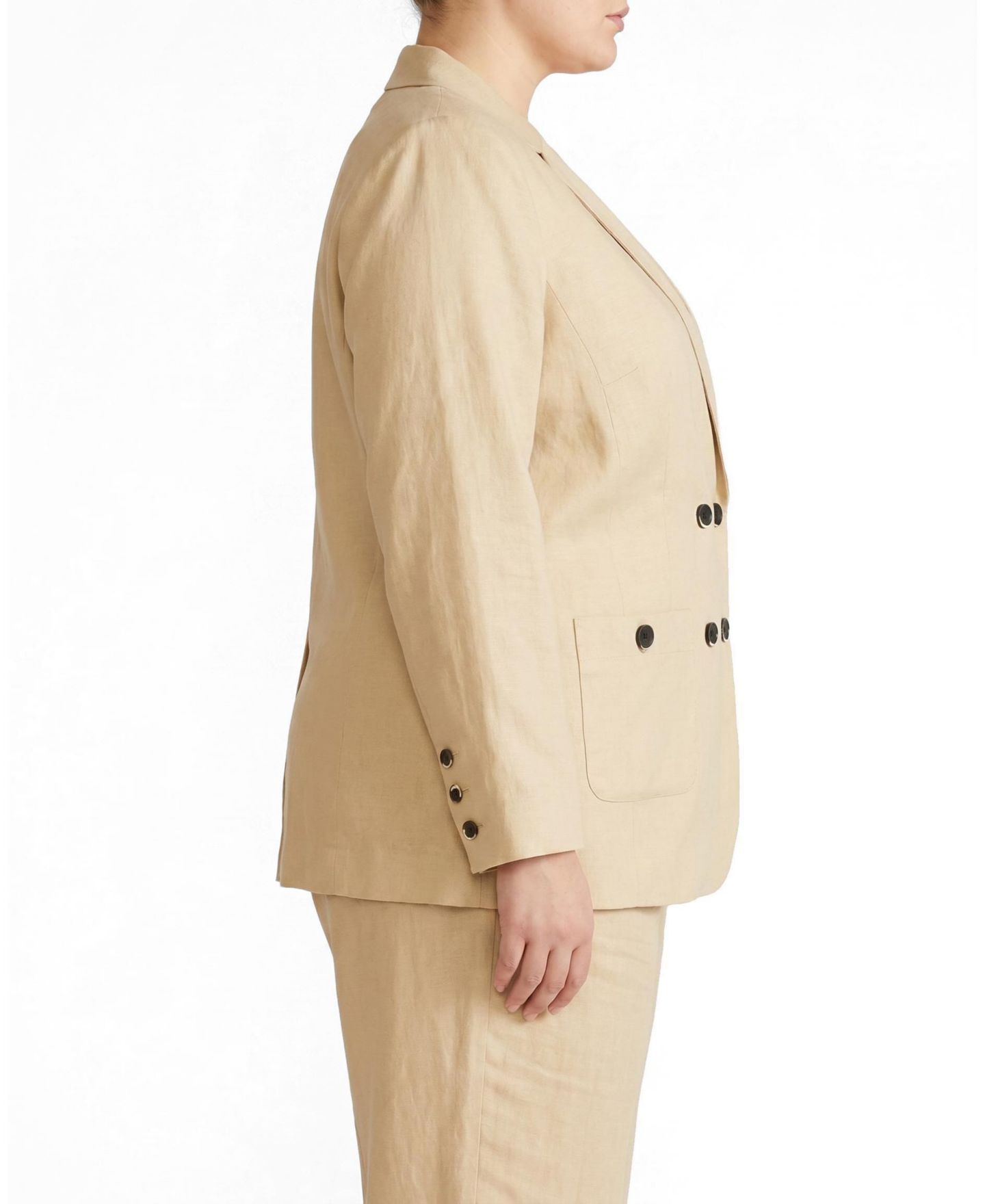 Женский пиджак Universal Standard Plus Size Coastal Linen Blazer, цвет: Кофейный — фото 3