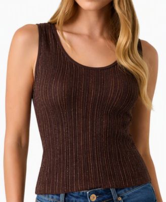 Women's Audrey Scoop Neck Sheer-Lurex Tank Top