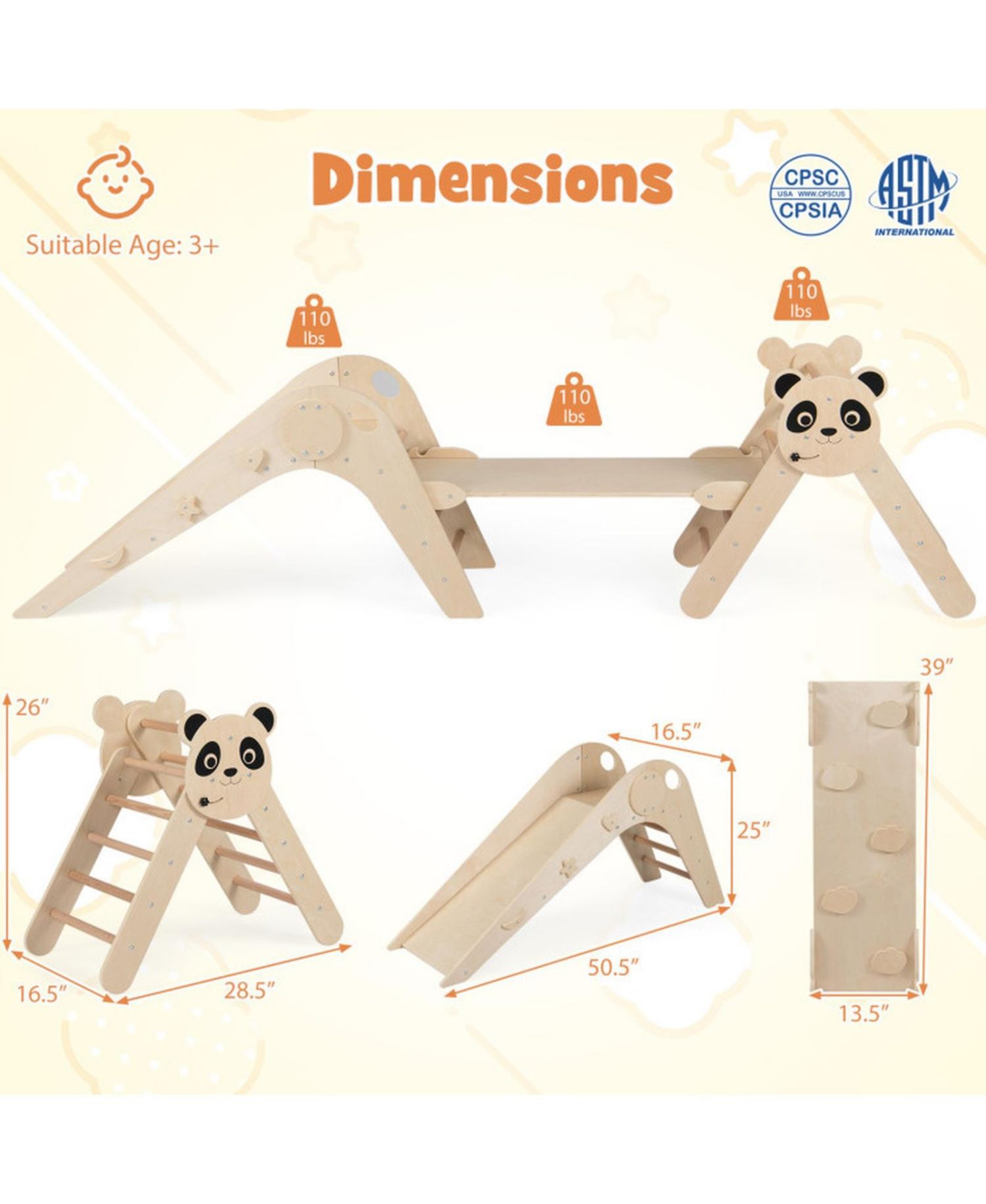 Montessori Foldable Climbing Triangle Set, 3-Piece