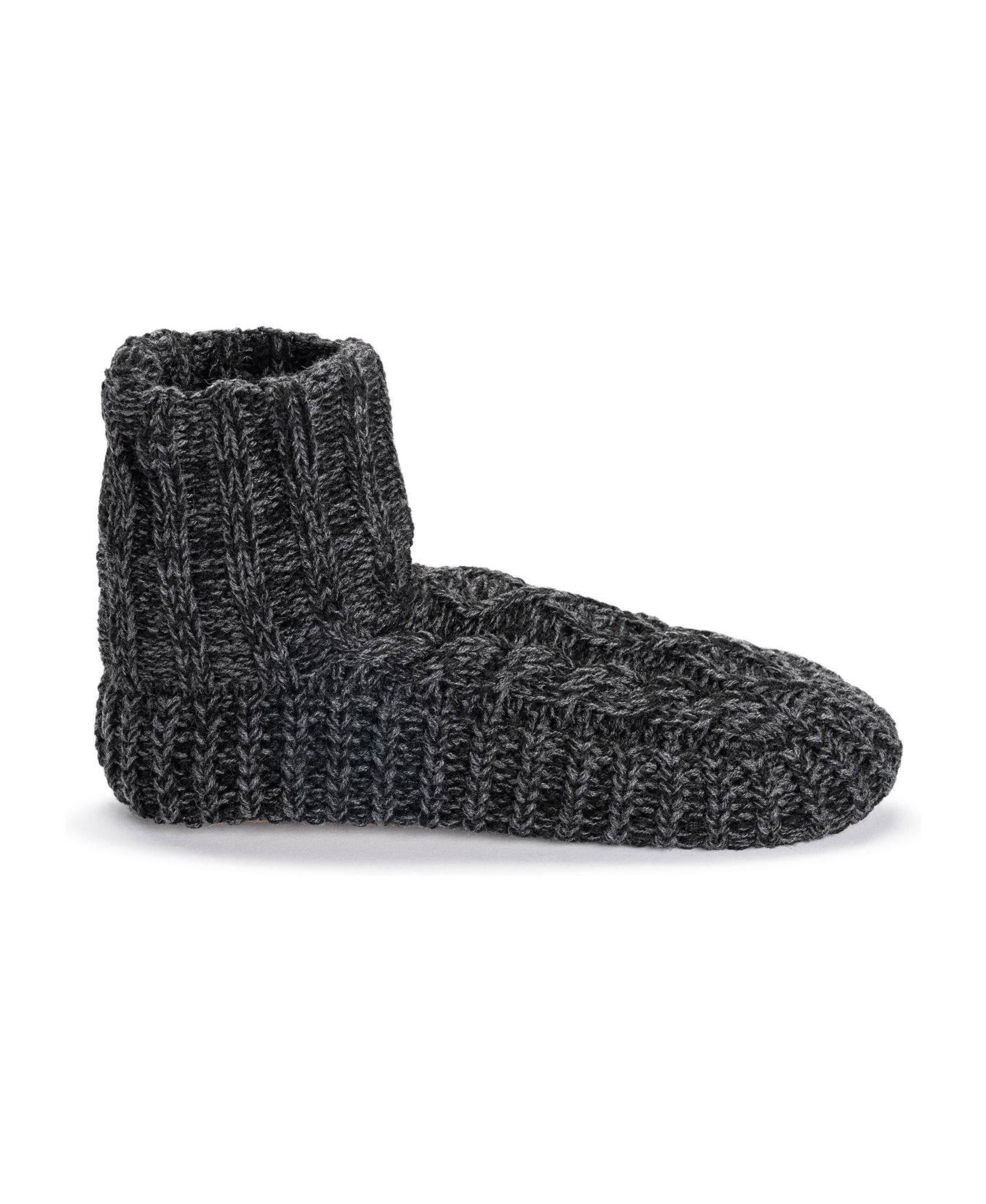 Мужские тапочки MUK LUKS Cabled Boot Acrylic Slippers, цвет: Эбеновый / Серый — фото 2