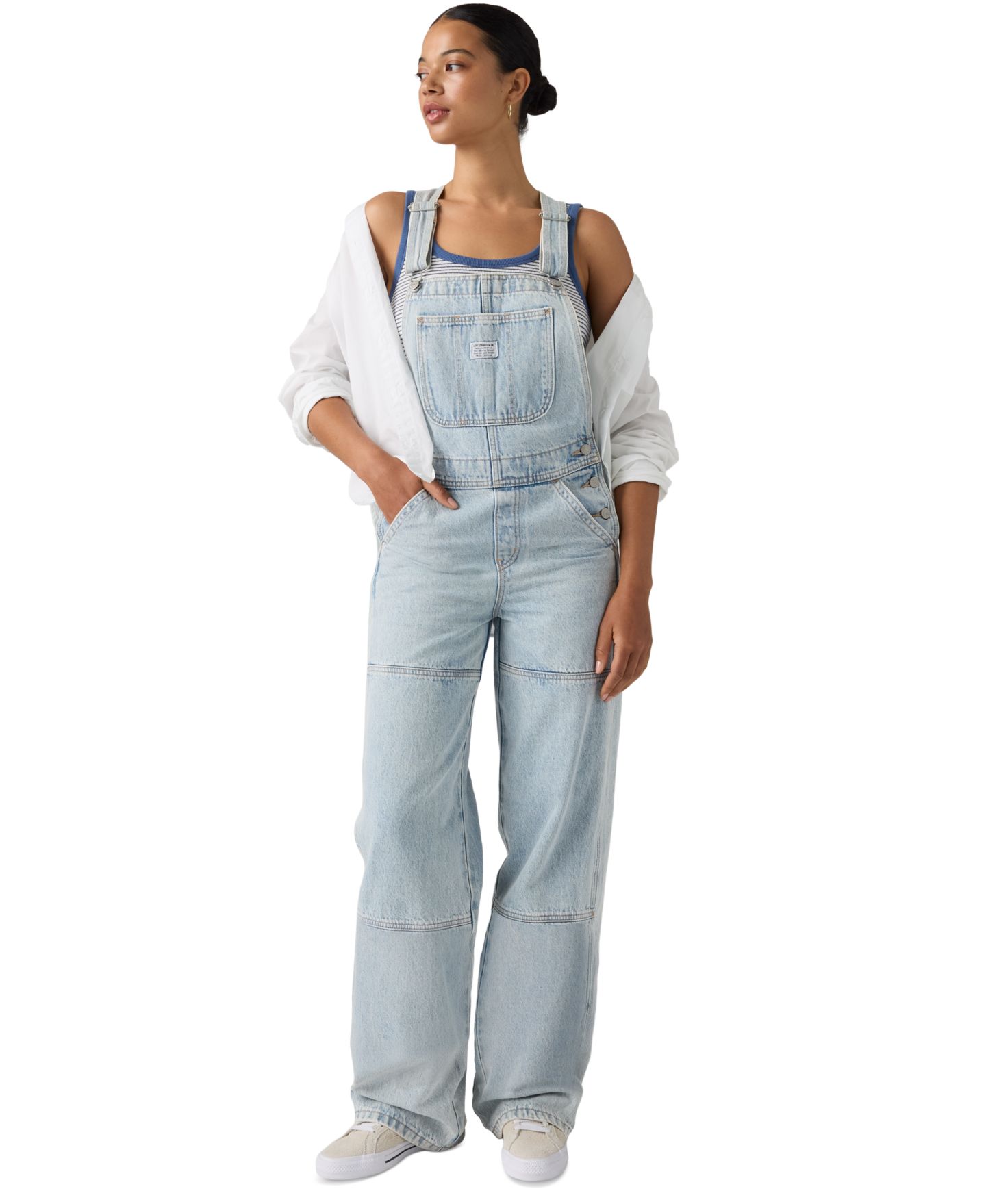 Женский комбинезон Levi's Utility Overall Wide-Leg Denim Overalls, цвет: Серо-бежевый — фото 2