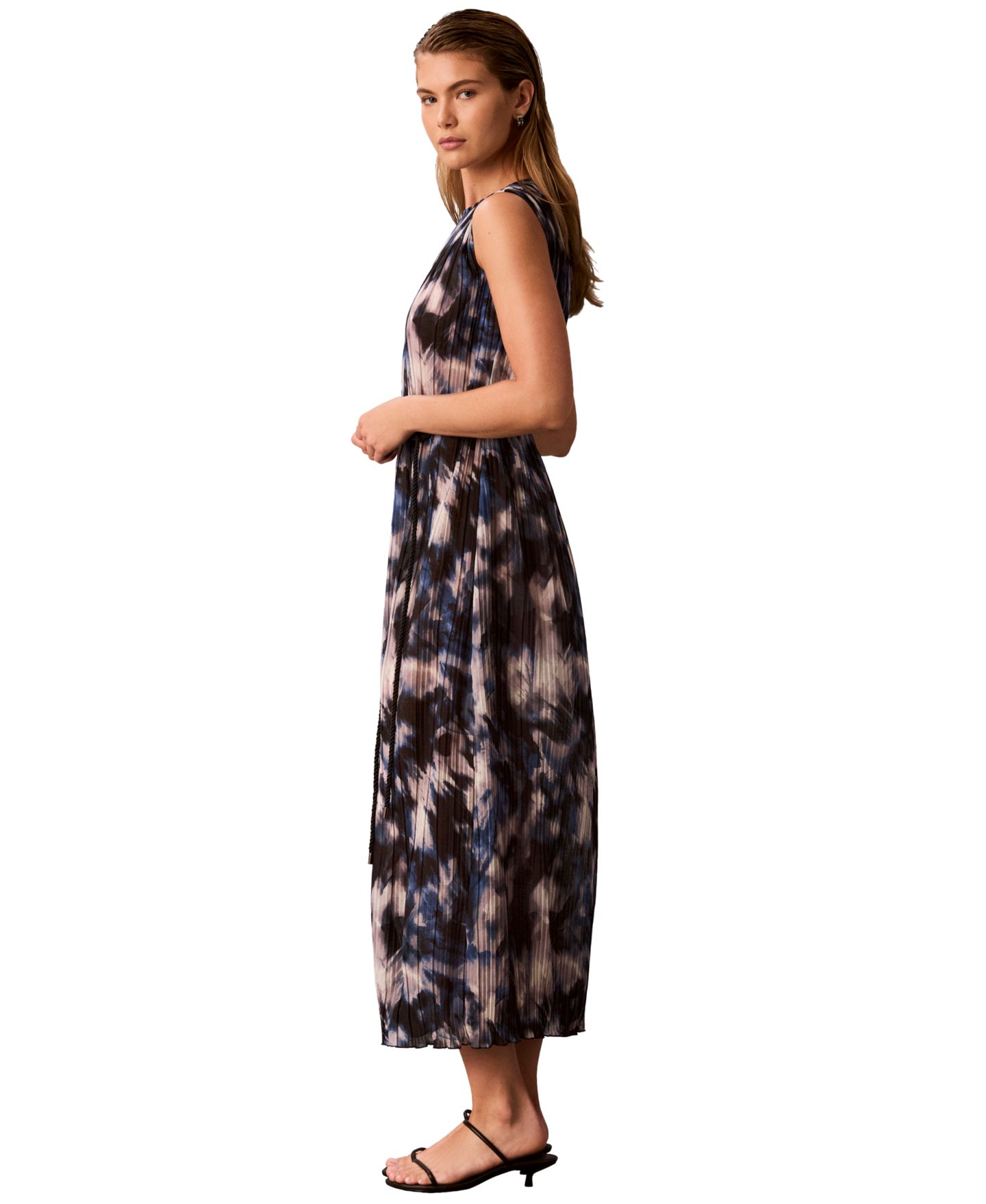 Женское платье Calvin Klein A-Line Sleeveless Printed Midi, цвет: Синий разноцветный — фото 3