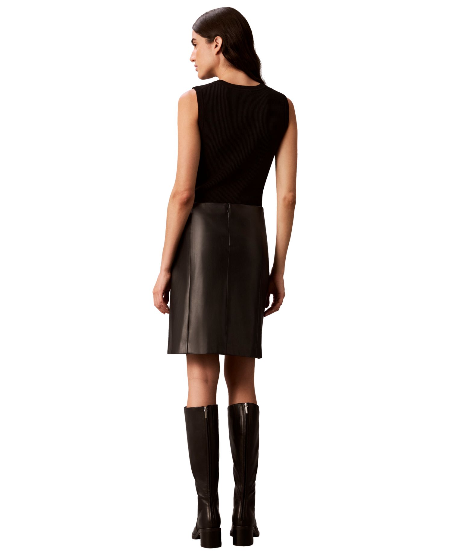 Women's Faux Leather A-Line Mini Skirt