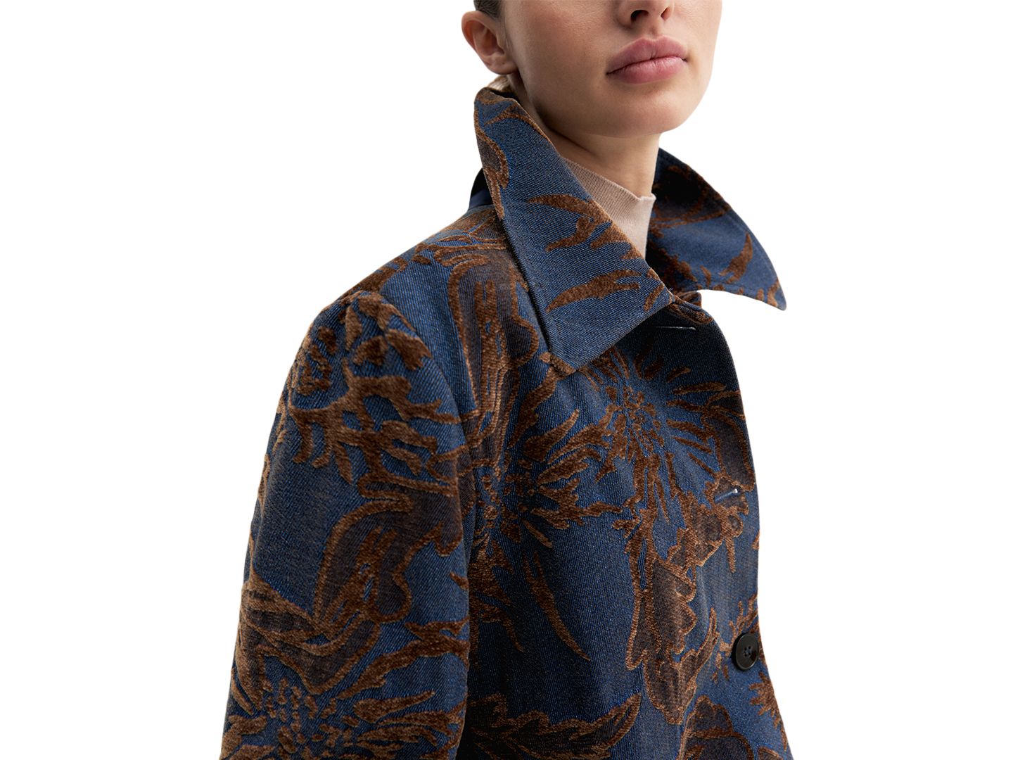Женская куртка Emme Marella Floral-Pattern Lined Denim Jacket, цвет: Синий — фото 3