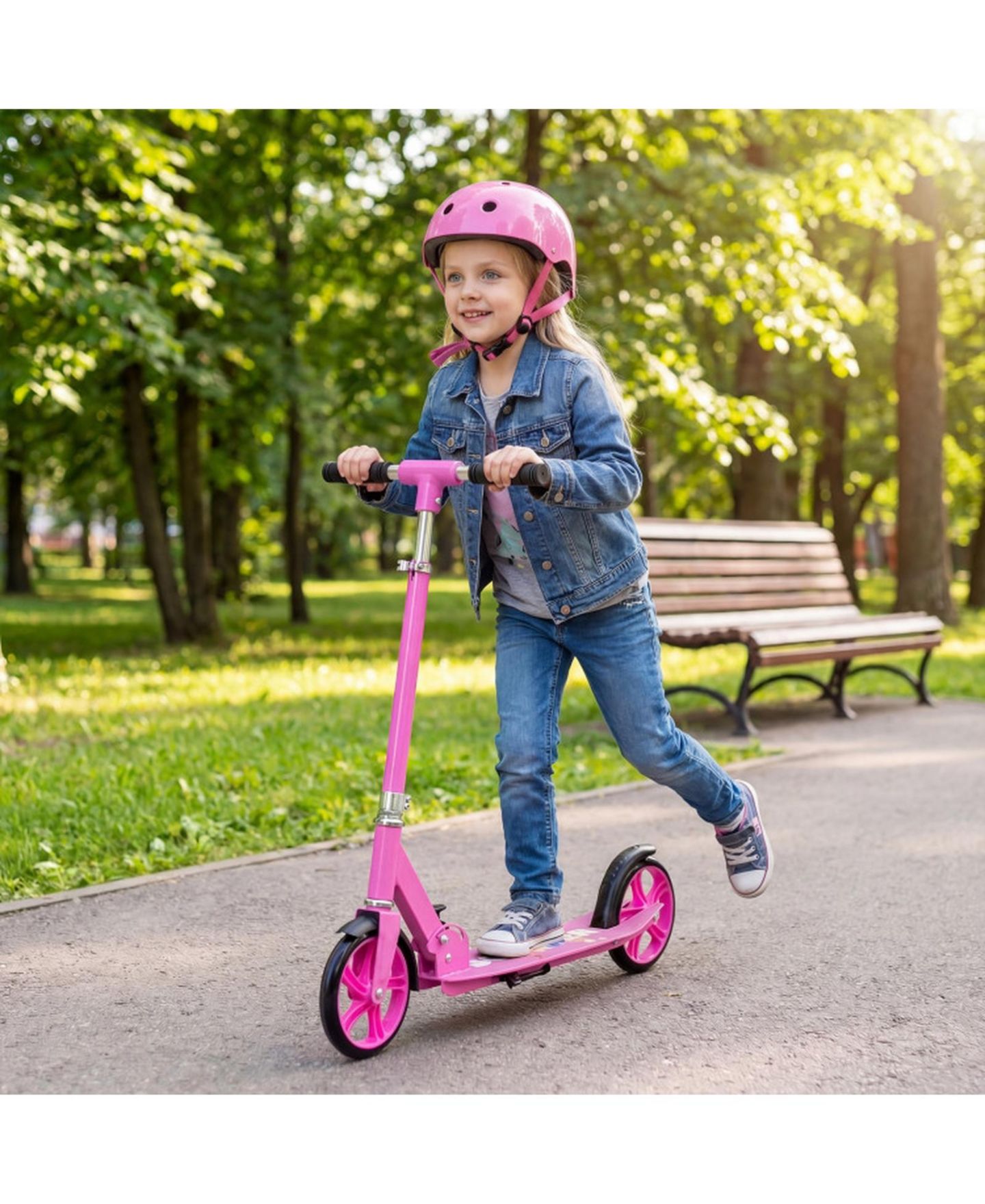 Детская игрушка SUGIFT Folding Aluminum Alloy Scooter with 3 Adjustable Heights for Kids and Adults, цвет: Розовый — фото 2