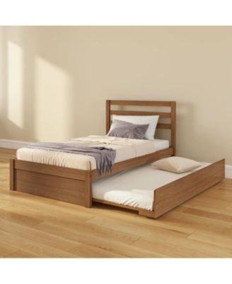 Bear Twin Single Bed with Trundle, Oak Embossed Pecan