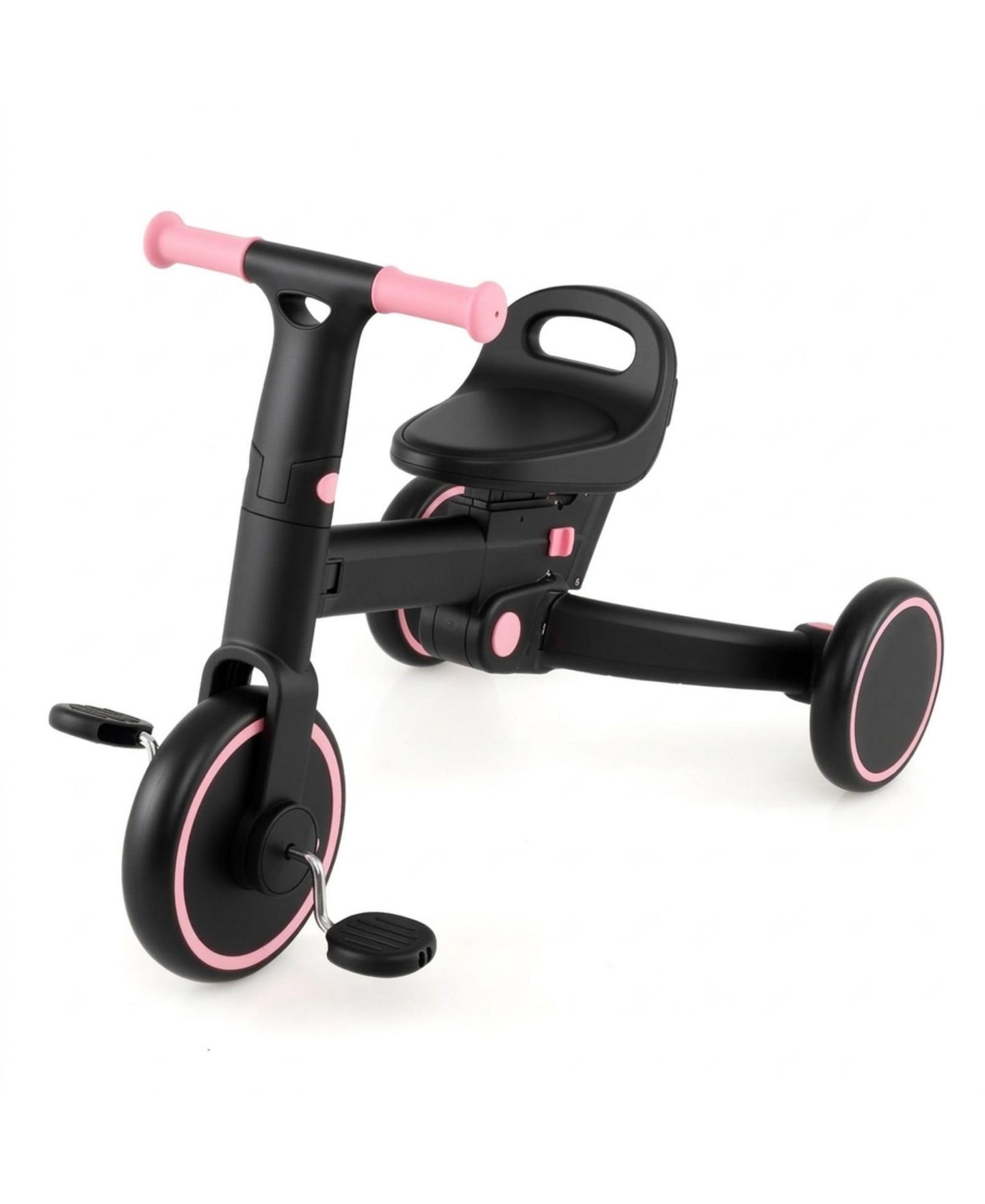 Детская игрушка HONGGE 4-in-1 Foldable Toddler Trike with Parent Push Handle, 55 lbs Capacity, Ages 18 Months–5 Years, цвет: Чёрный / Розовый — фото 10