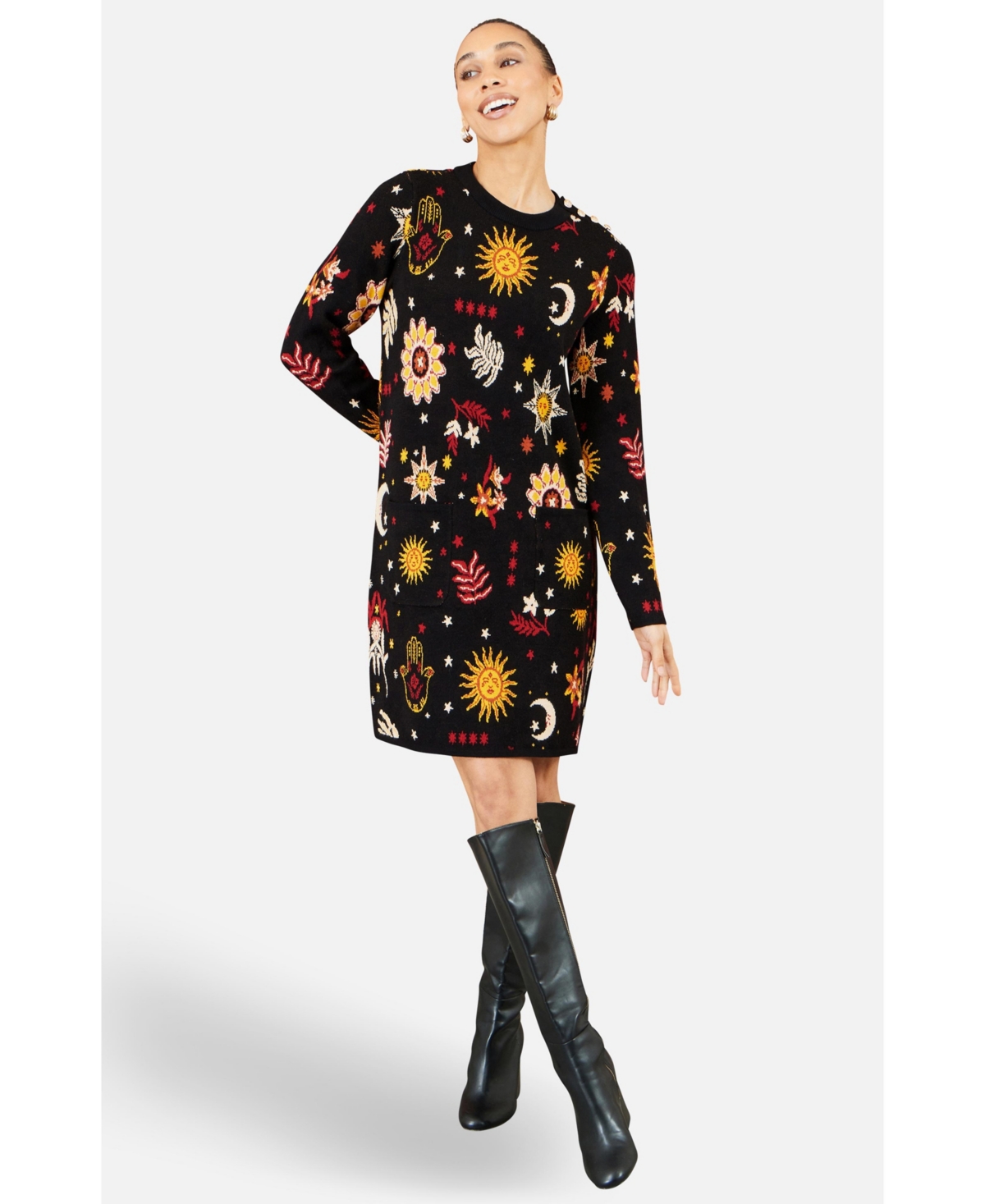 Yumi Women's Cosmic Intarsia Knitted Dress