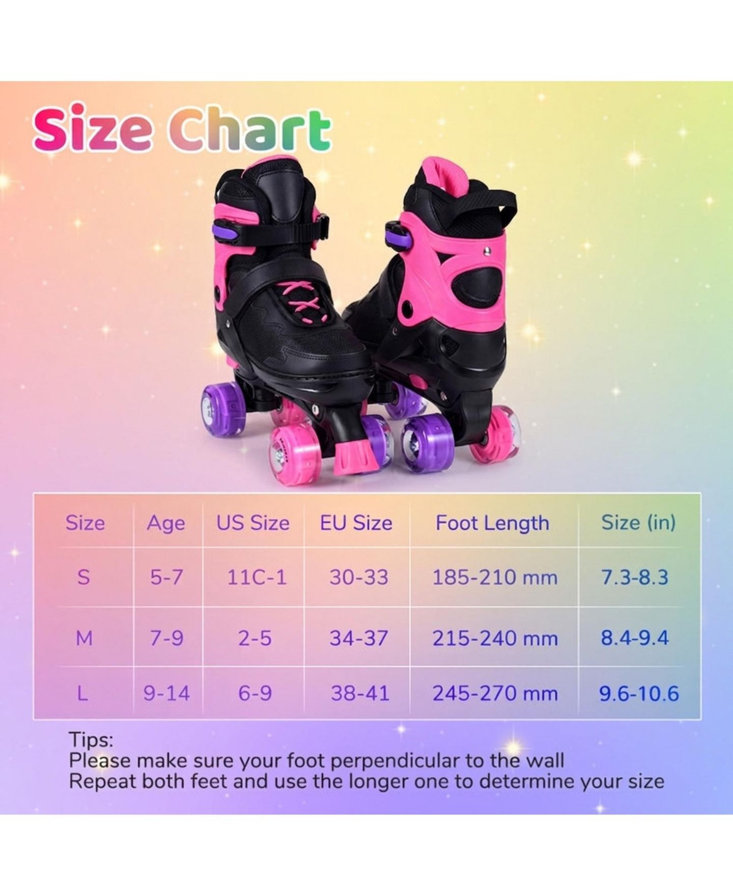 Детские игрушки HONGGE Teen Adjustable Quad Roller Skates with Light-Up Wheels, Ages 9+, цвет: Розовый — фото 3