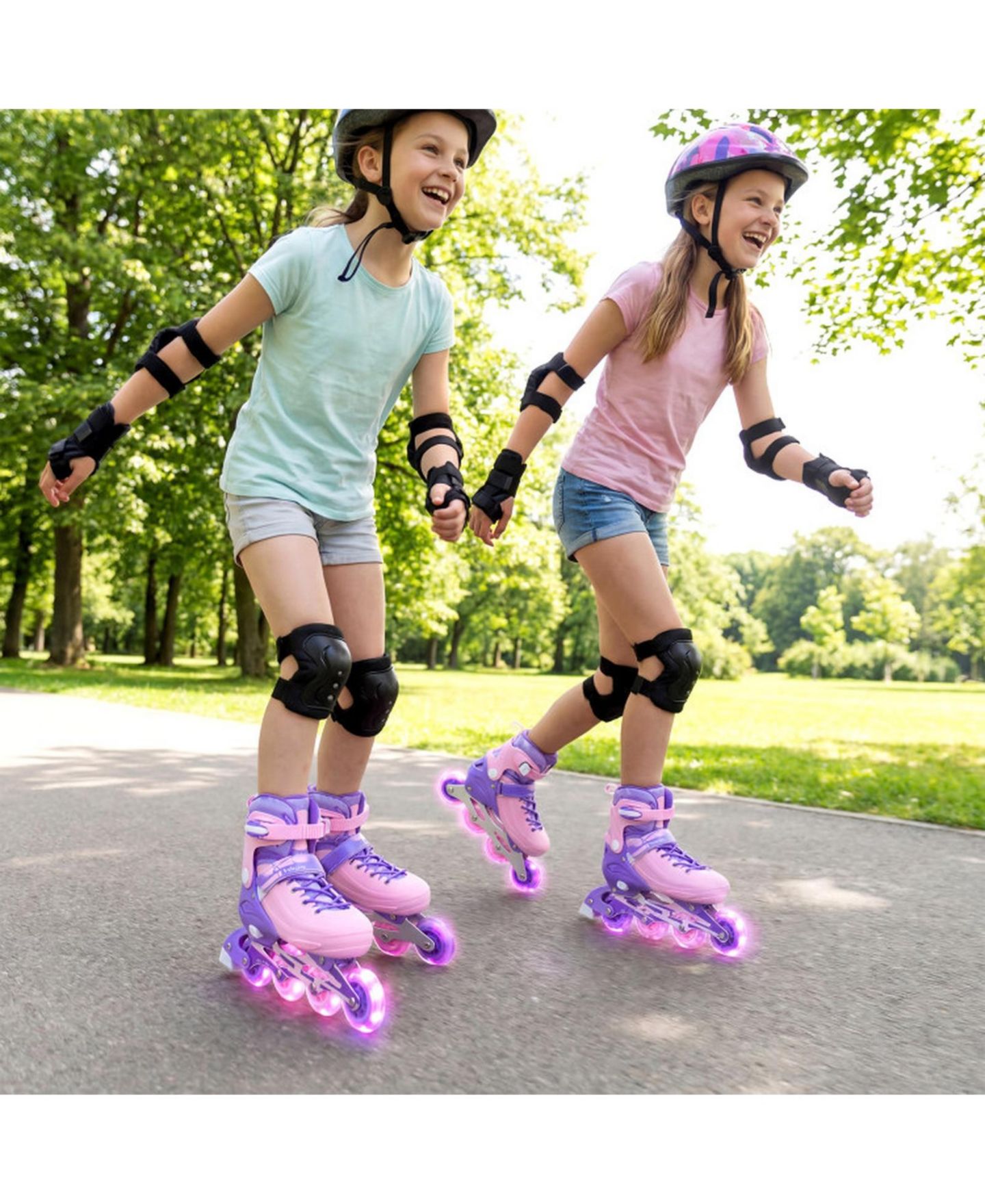 Детские игрушки HONGGE Adjustable Light-Up Kids Inline Skates, Ages 7+, цвет: Фиолетовый — фото 2
