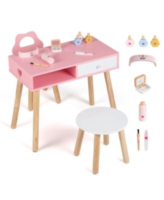 Pretend Nail Salon 2-in-1 3-Piece Table, Chair, and Stool Set, Ages 3-8