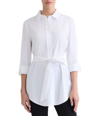 Petite 3/4-Sleeve Belted Tunic Top