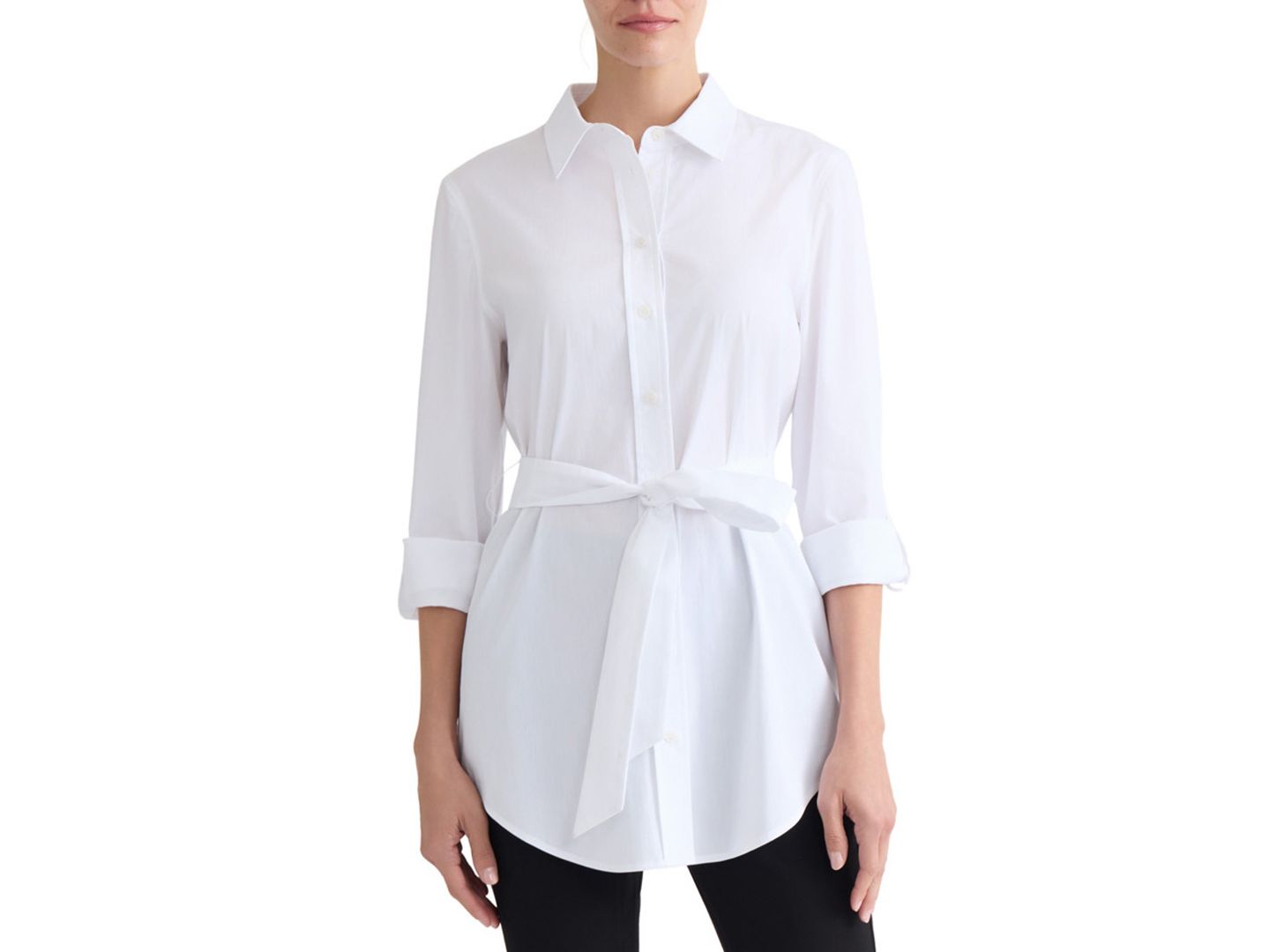 Женский топ Jones New York 3/4-Sleeve Belted Tunic Top, цвет: Натуральный белый — фото 1
