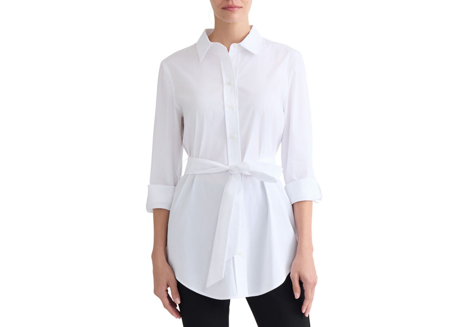 Petite 3/4-Sleeve Belted Tunic Top
