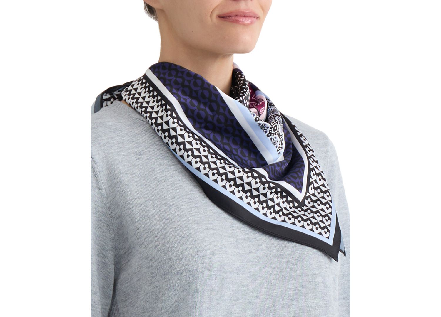 Petite Short-Sleeve Crewneck Knit Top with Scarf