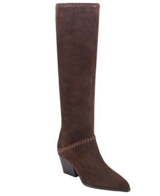 Women's Tayla Suede Whipstitch Tall Block Heel Boots