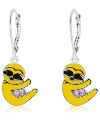 Kids Sunglasses Smiley Face Hypoallergenic Earrings for Girls with Sterling Silver Leverbacks
