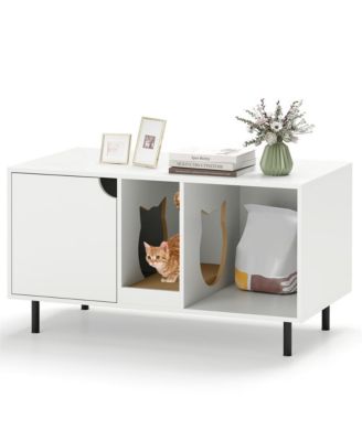 40 in Double Cat Litter Box Enclosure Hidden Cat Washroom Bench for 2 Cats