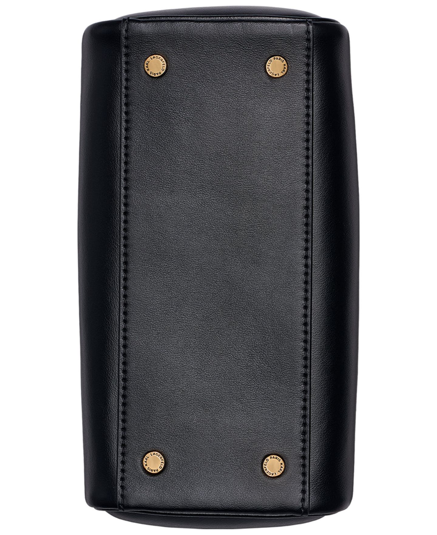 Женская сумка KARL LAGERFELD PARIS Perette Barrel Small Leather Crossbody Handbag, цвет: Чёрный / Золотой — фото 5