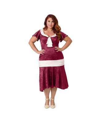 Plus Size Wilshire Floral-Print Flounce V-Neck Dress