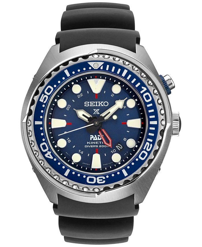 Seiko Men's Prospex Kinetic GMT Diver PADI Black Silicone Strap Watch 48mm  SUN065 & Reviews - All Watches - Jewelry & Watches - Macy's