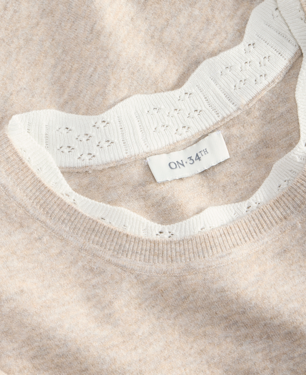 On 34th Women's Short-Sleeve Scallop-Trim Sweater, Macy's Exclusive
