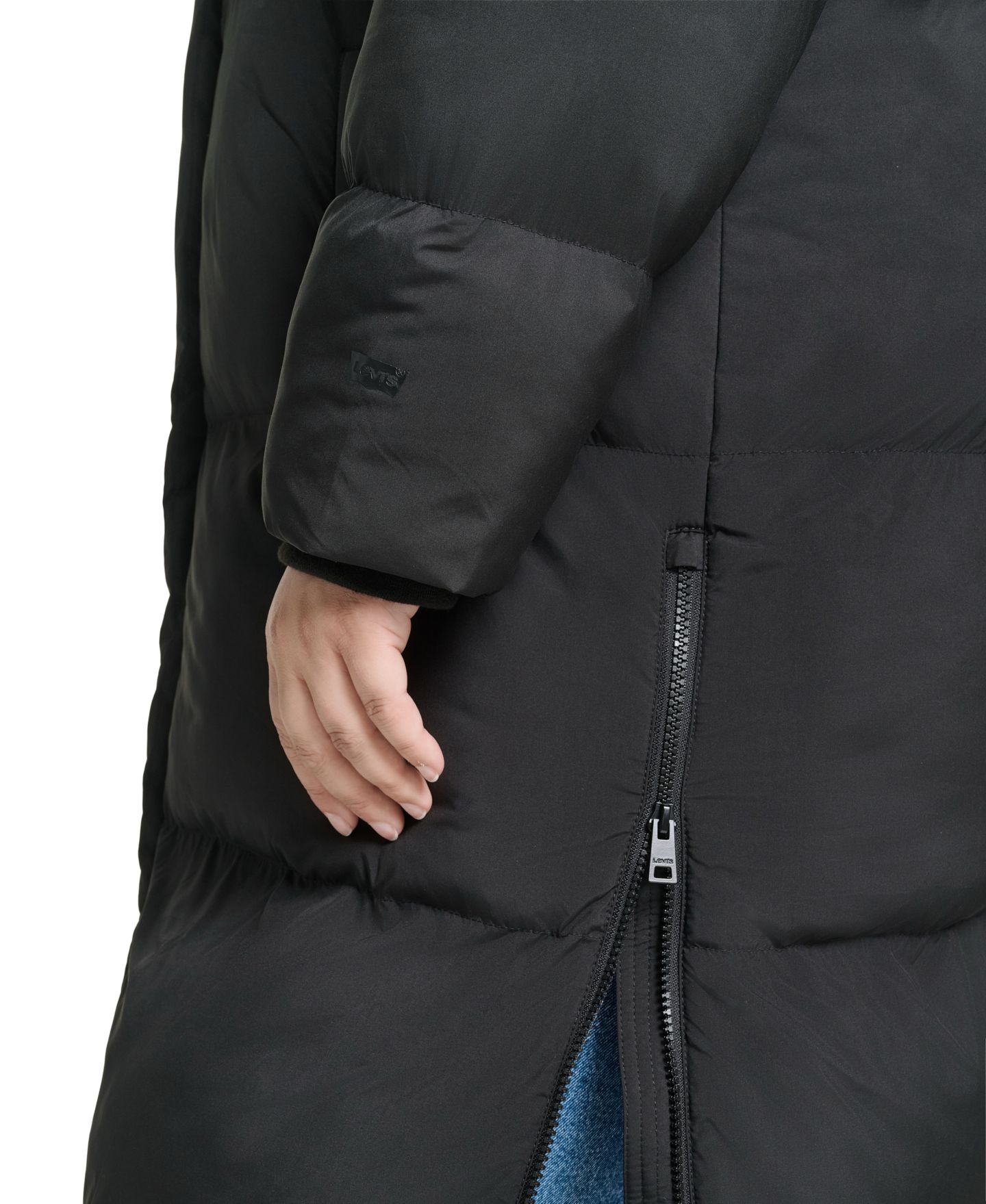 Женская куртка Levi's Plus Size Hooded Puffer Mid-Length, цвет: Чёрный — фото 6