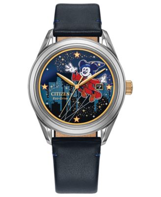 Disney | Macy's Unisex Sorcerer's Apprentice Mickey Blue Leather Strap Watch 40mm